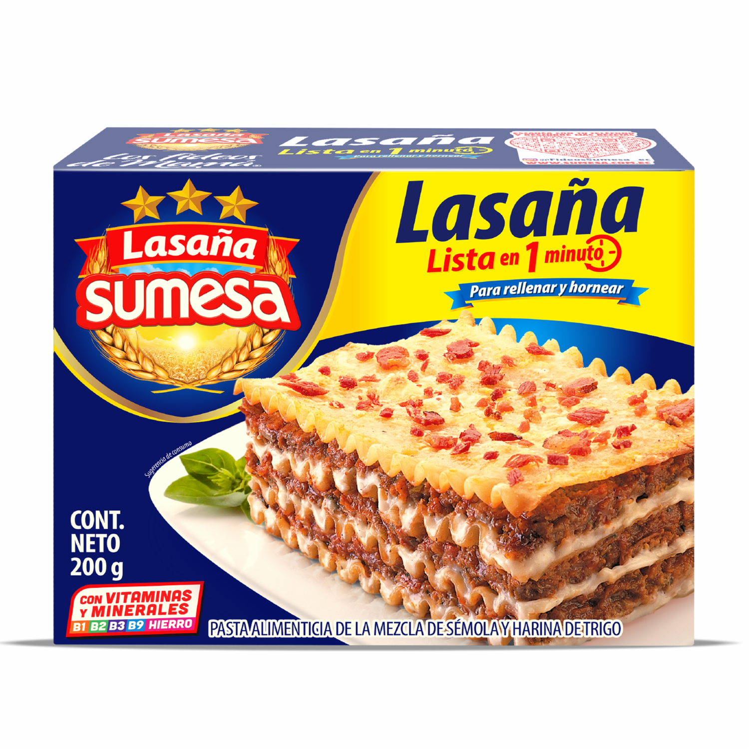 Lasaña Sémola y Harina de Trigo SUMESA Funda