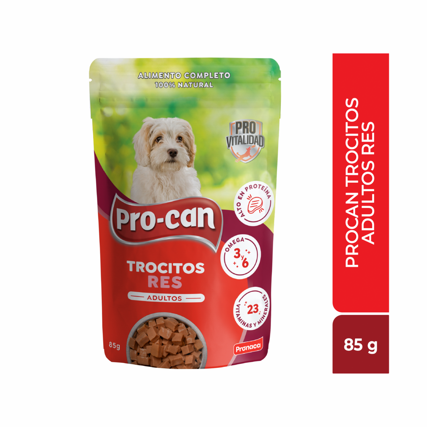 Alimento Húmedo Para Perros Adultos Trocitos Res PRO-CAN 85 G