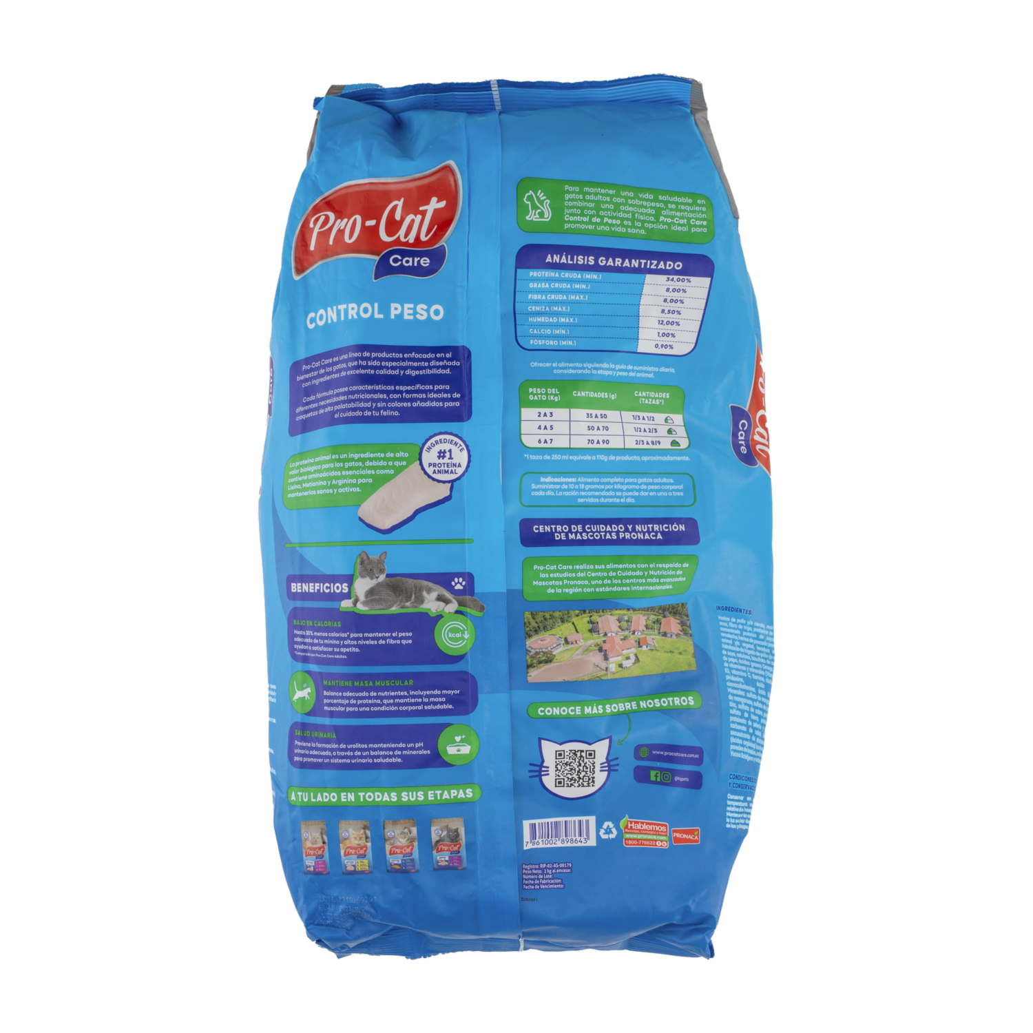 Alimento Para Gatos Control De Peso PRO-CAT CARE 2 Kg