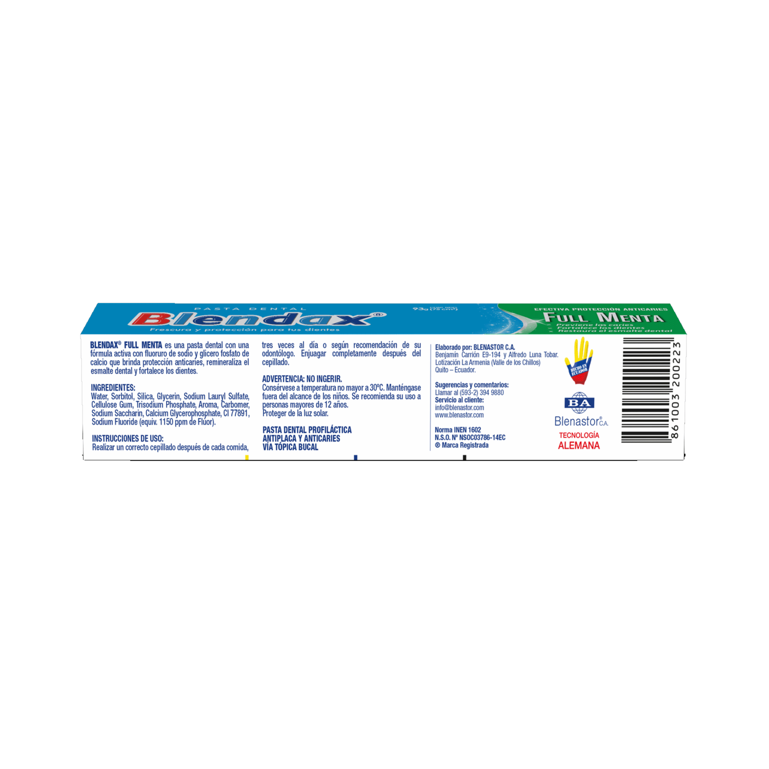 Pasta Dental Full Sabor A Menta BLENDAX 75 Ml