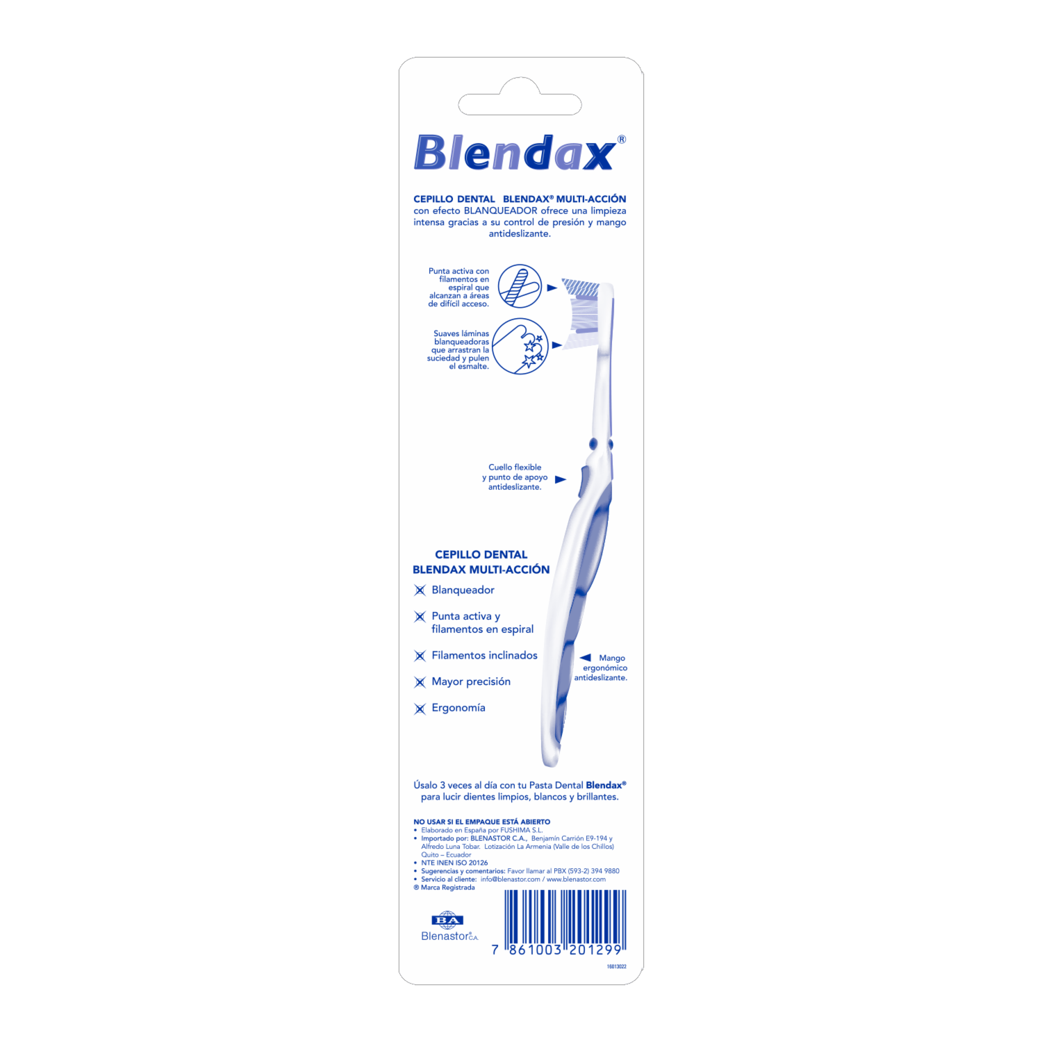 Cepillo Dental Multiacción Cerdas Medianas BLENDAX 1 X 2 Unidades