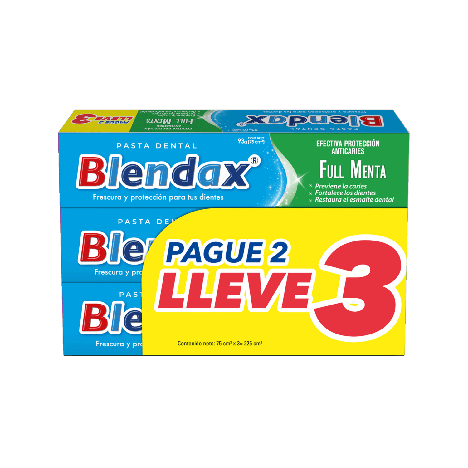 Pasta Dental Full Menta BLENDAX 3 X 75 G