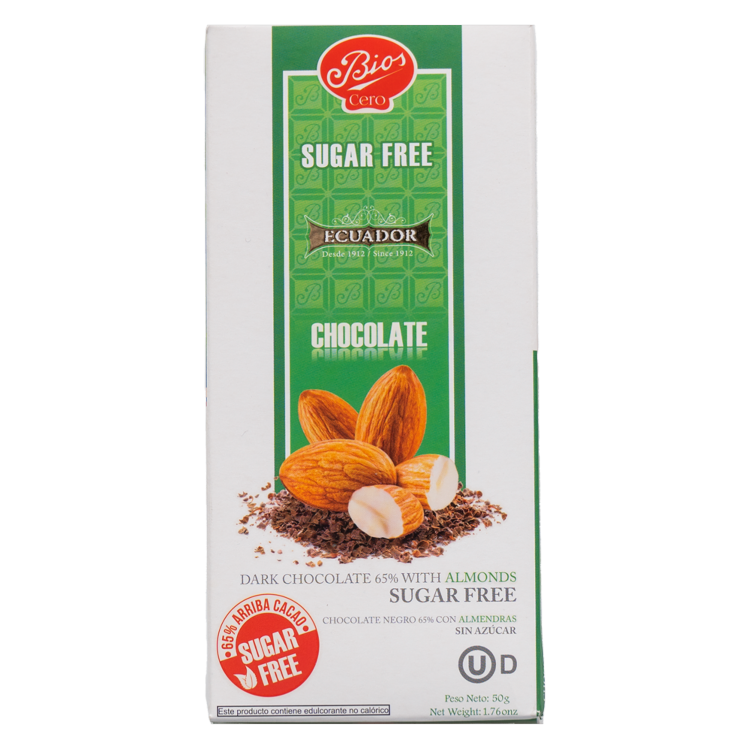 Chocolate Almendras Sin Azúcar BIOS 50 G