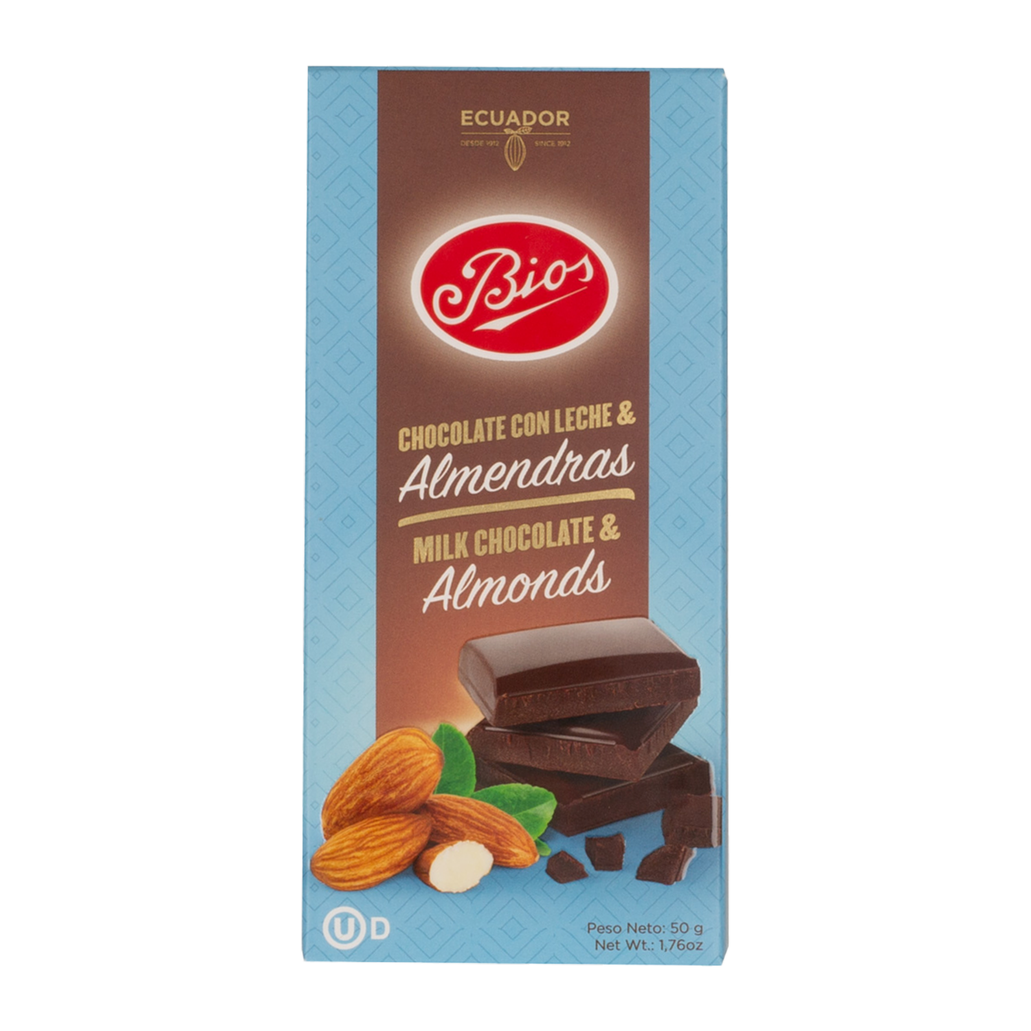 Chocolate Con Leche Y Almendras BIOS 50 G