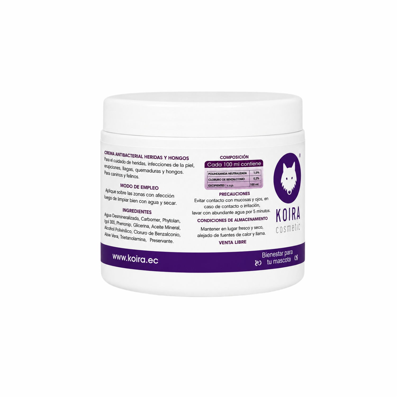 Crema Para Mascotas Antibacterial Y Antihongos Para Heridas KOIRA COSMETICS 125 Ml