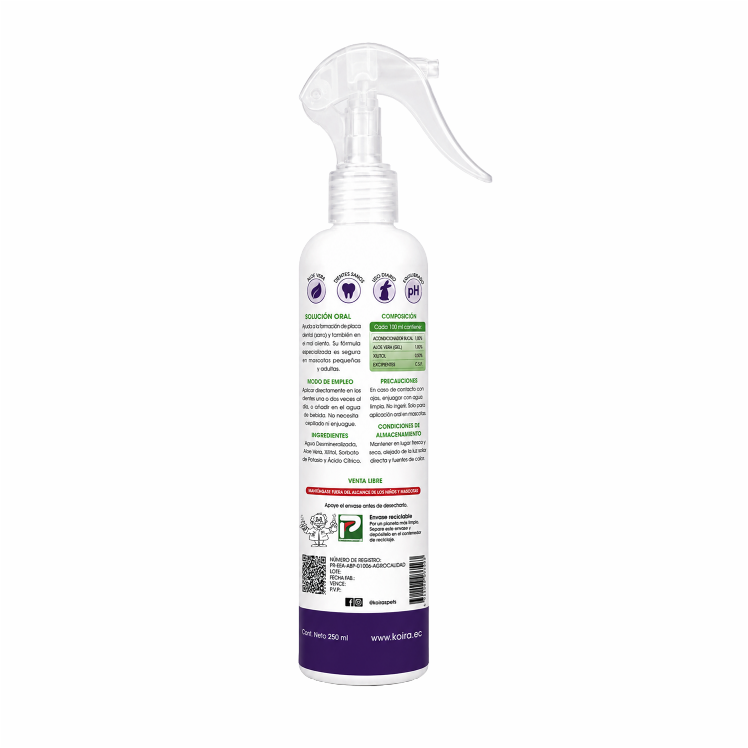 Spray Dental De Mascotas Elimina Sarro KOIRA COSMETICS 270 Ml
