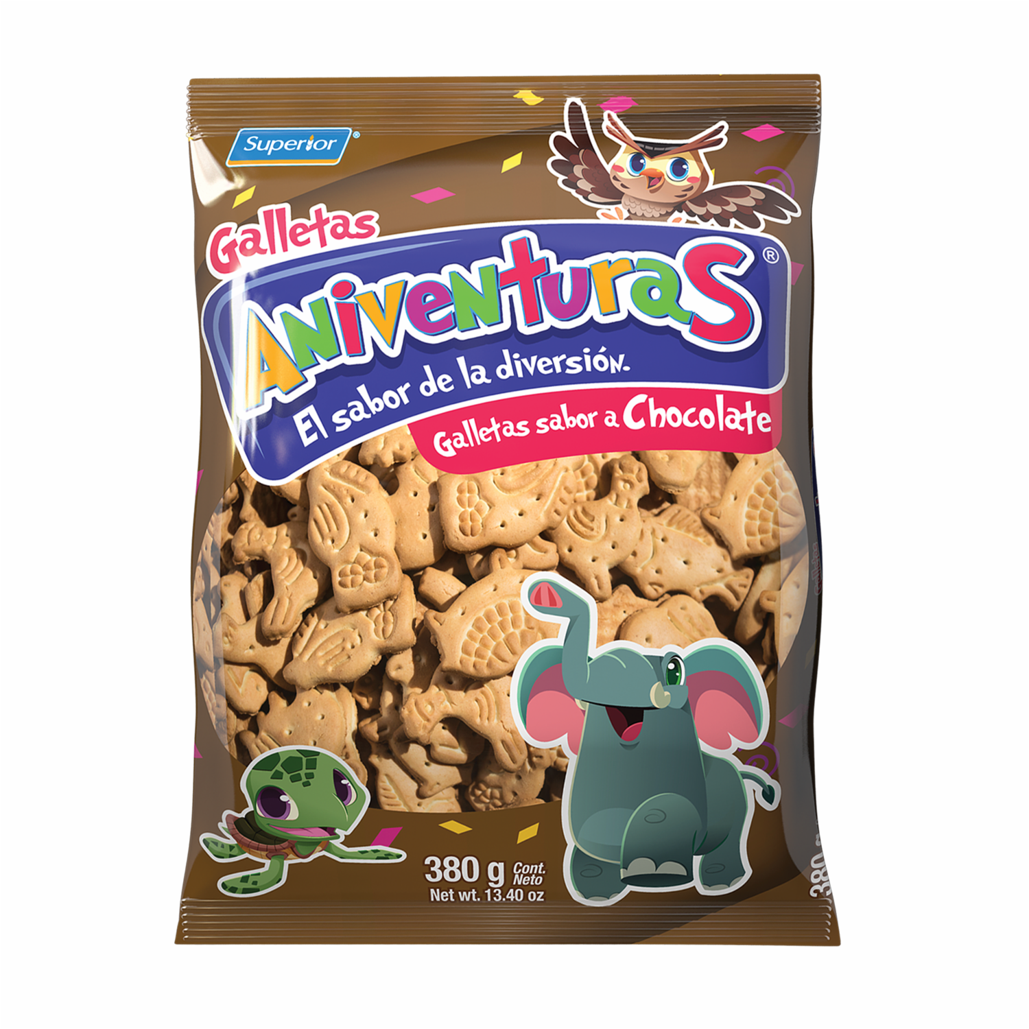 Galletas Dulces Sabor A Chocolate Figuras Animalitos ANIAVENTURAS 380 G