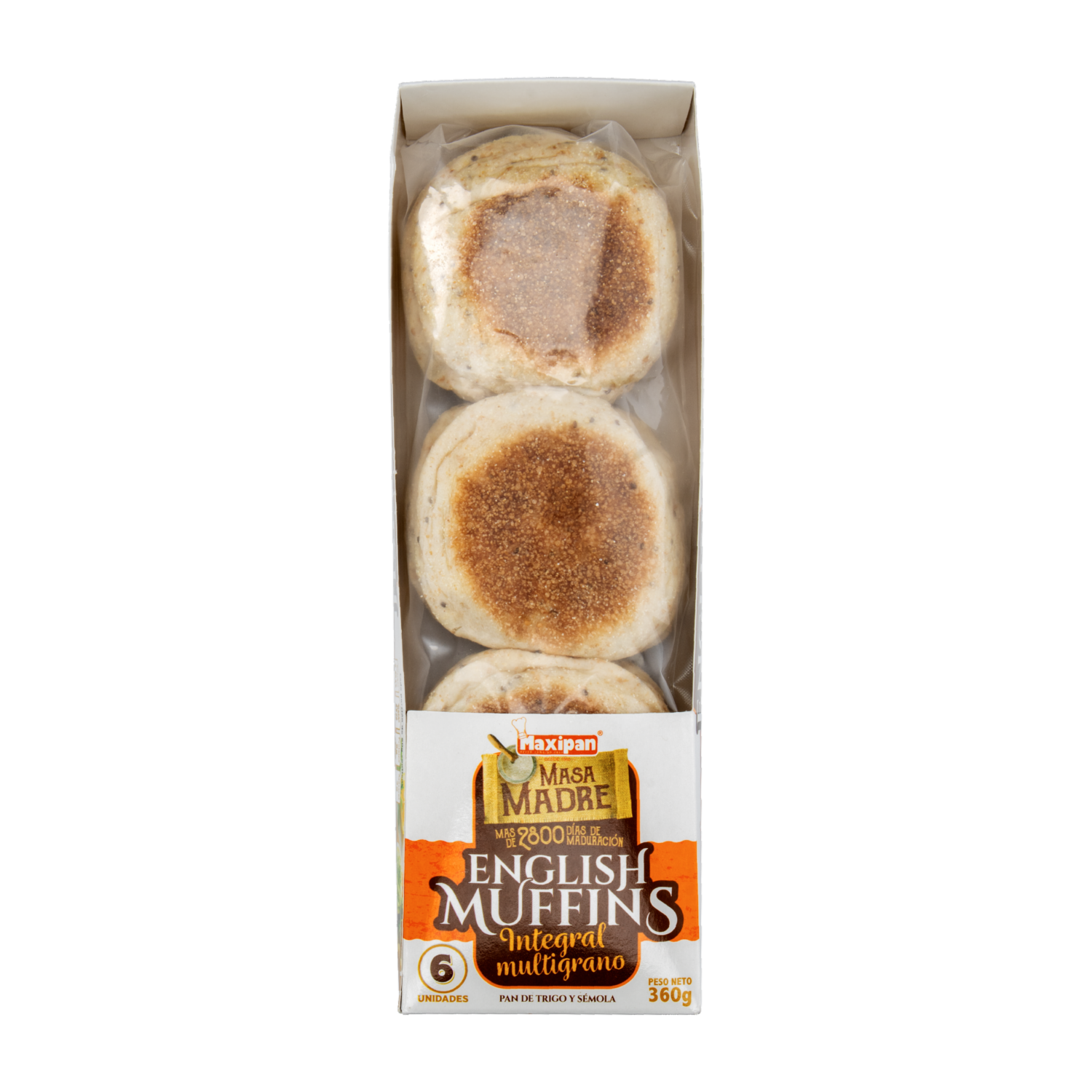 English Muffins De Masa Madre Integral Multigranos MAXIPAN 360 G