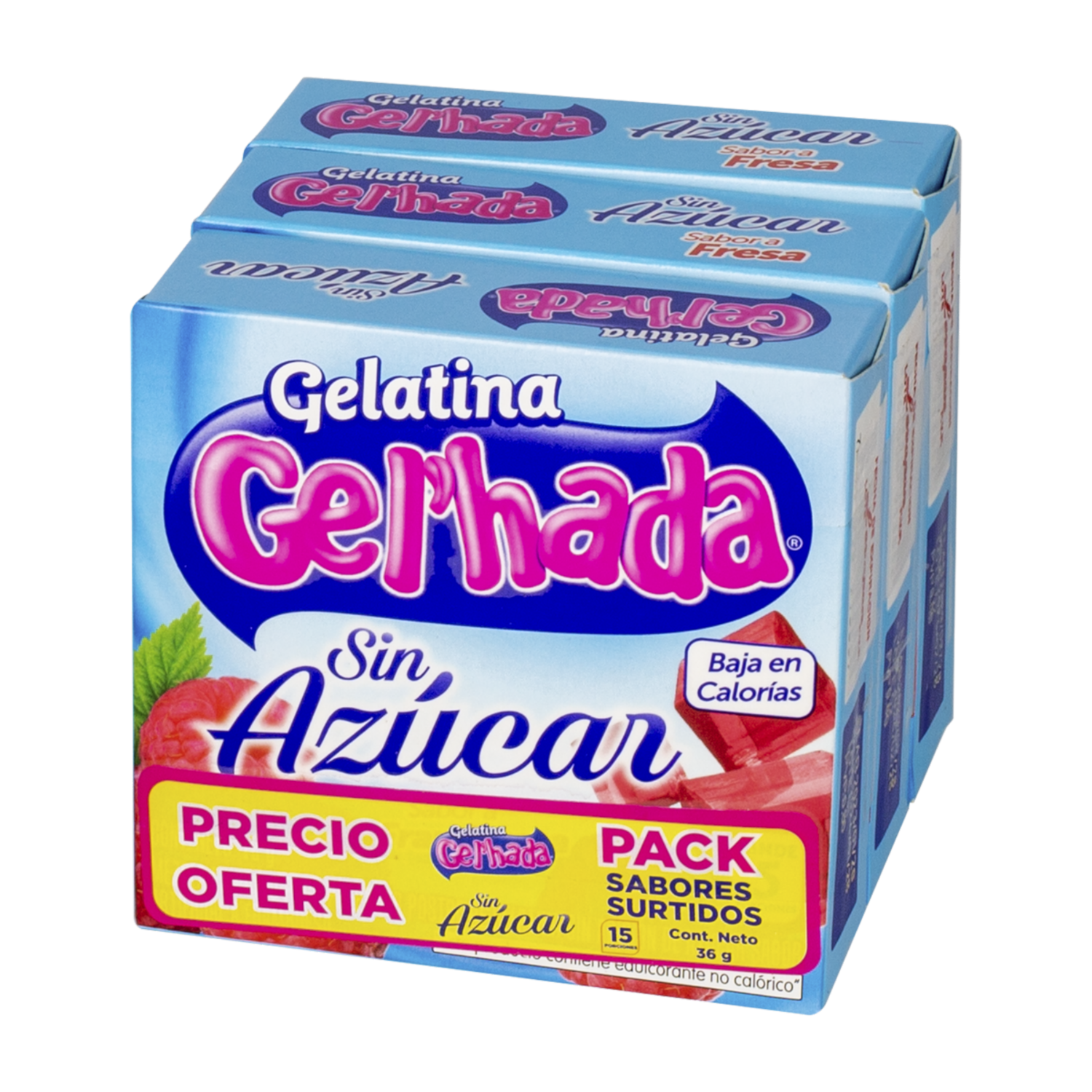 Gelatina En Polvo Pack Multisabor GEL’HADA 3 X 12 G