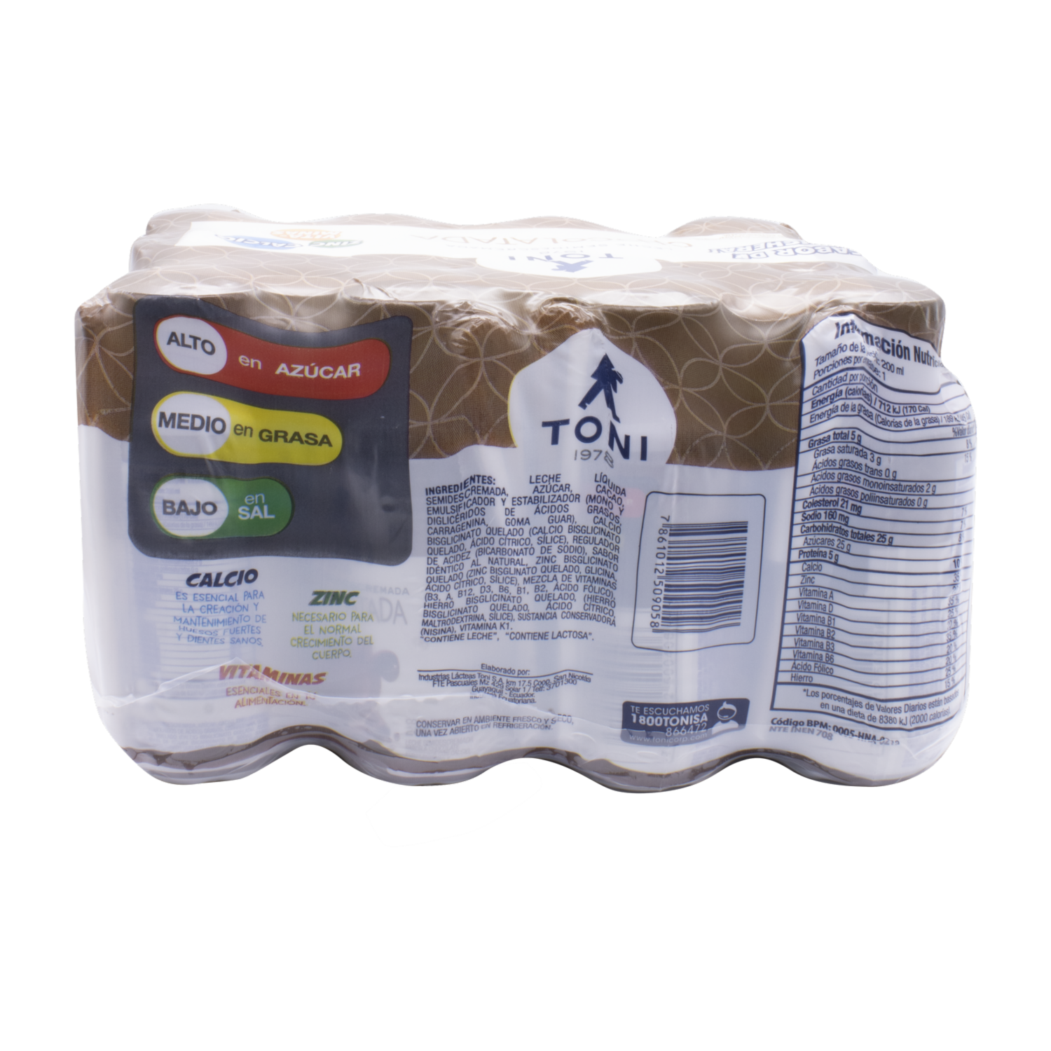Leche Saborizada Chocolateada Pack TONI 12 X 200 Ml
