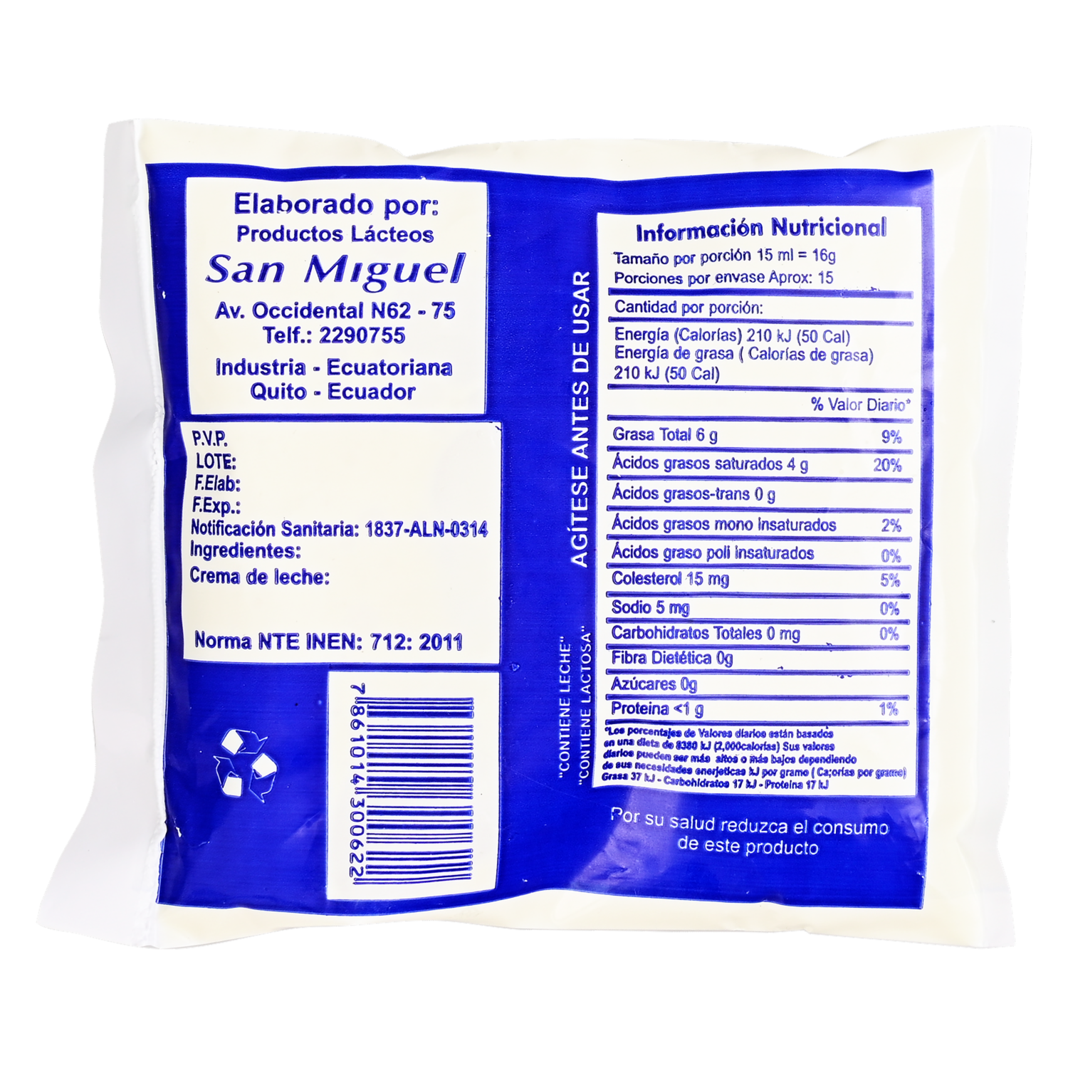 Crema De Leche Pasteurizada SAN MIGUEL 250g