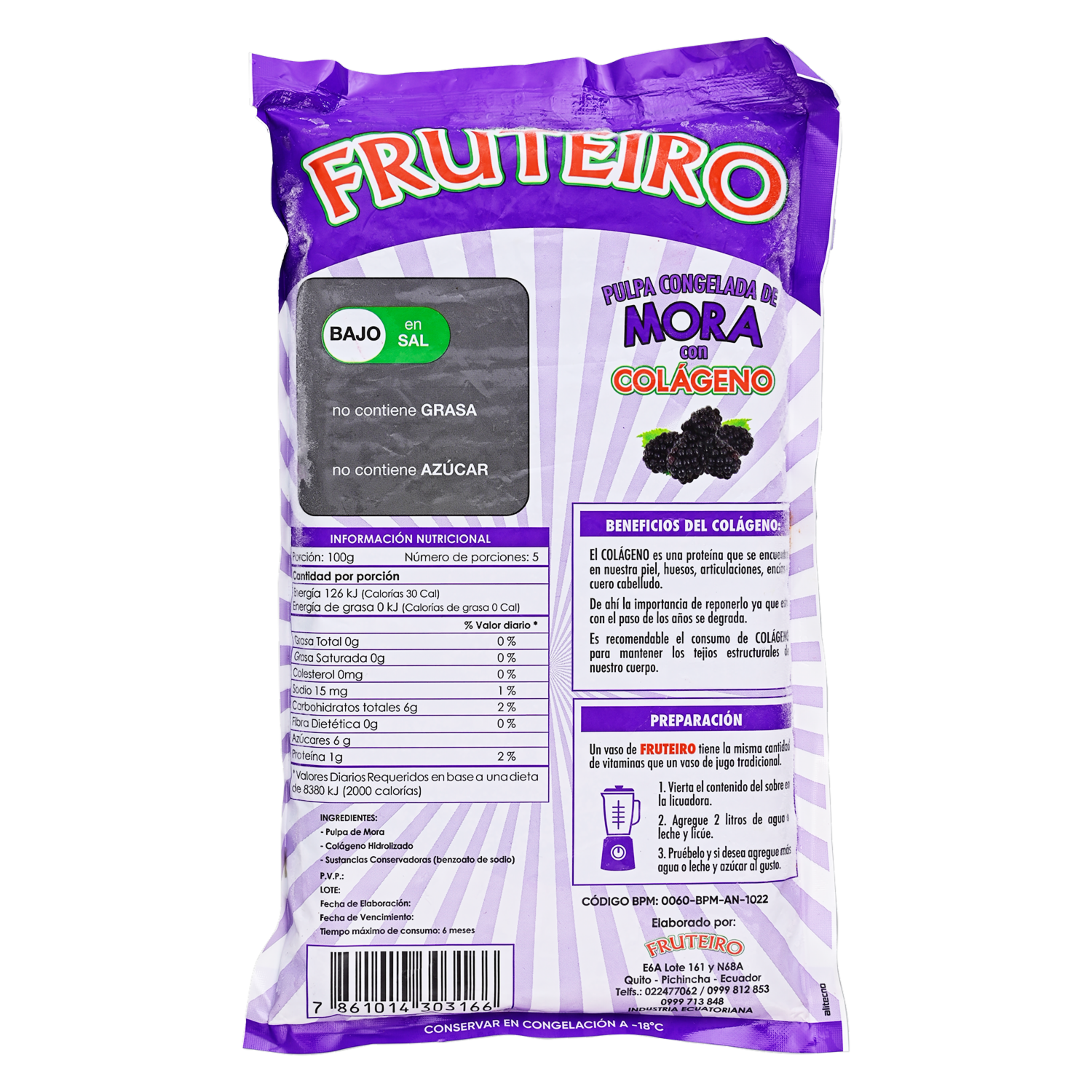 Pulpa De Mora FRUTEIRO 500g