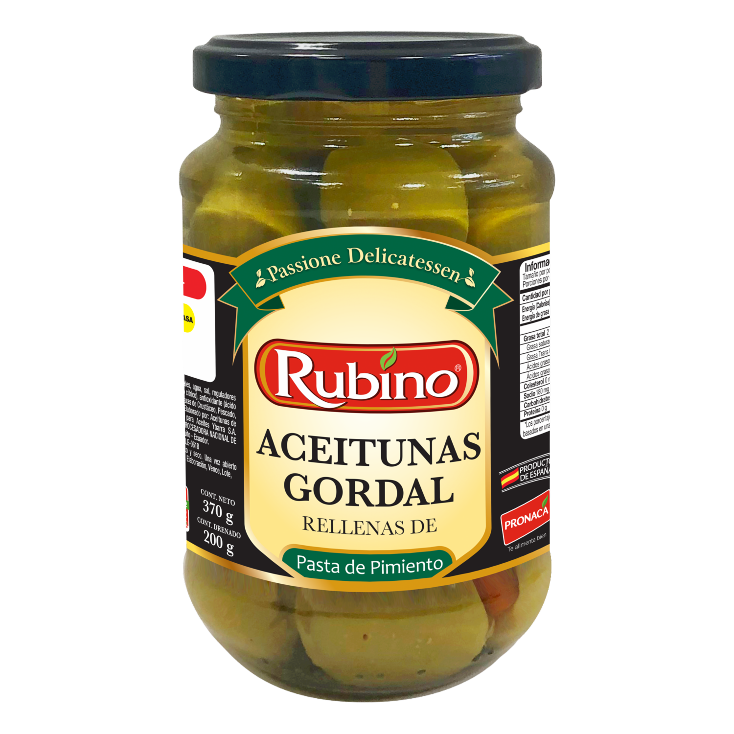Aceitunas Rellenas Con Pimiento RUBINO 370 G