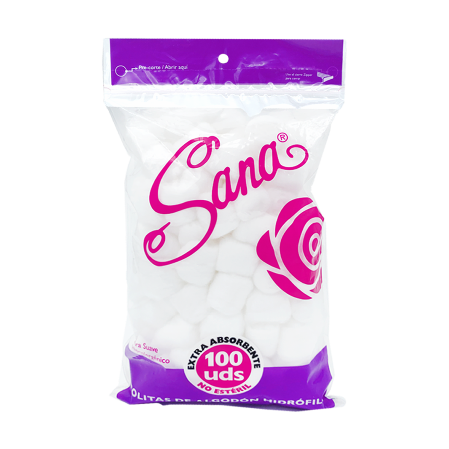Motitas De Algodón SANA 100 Unidades