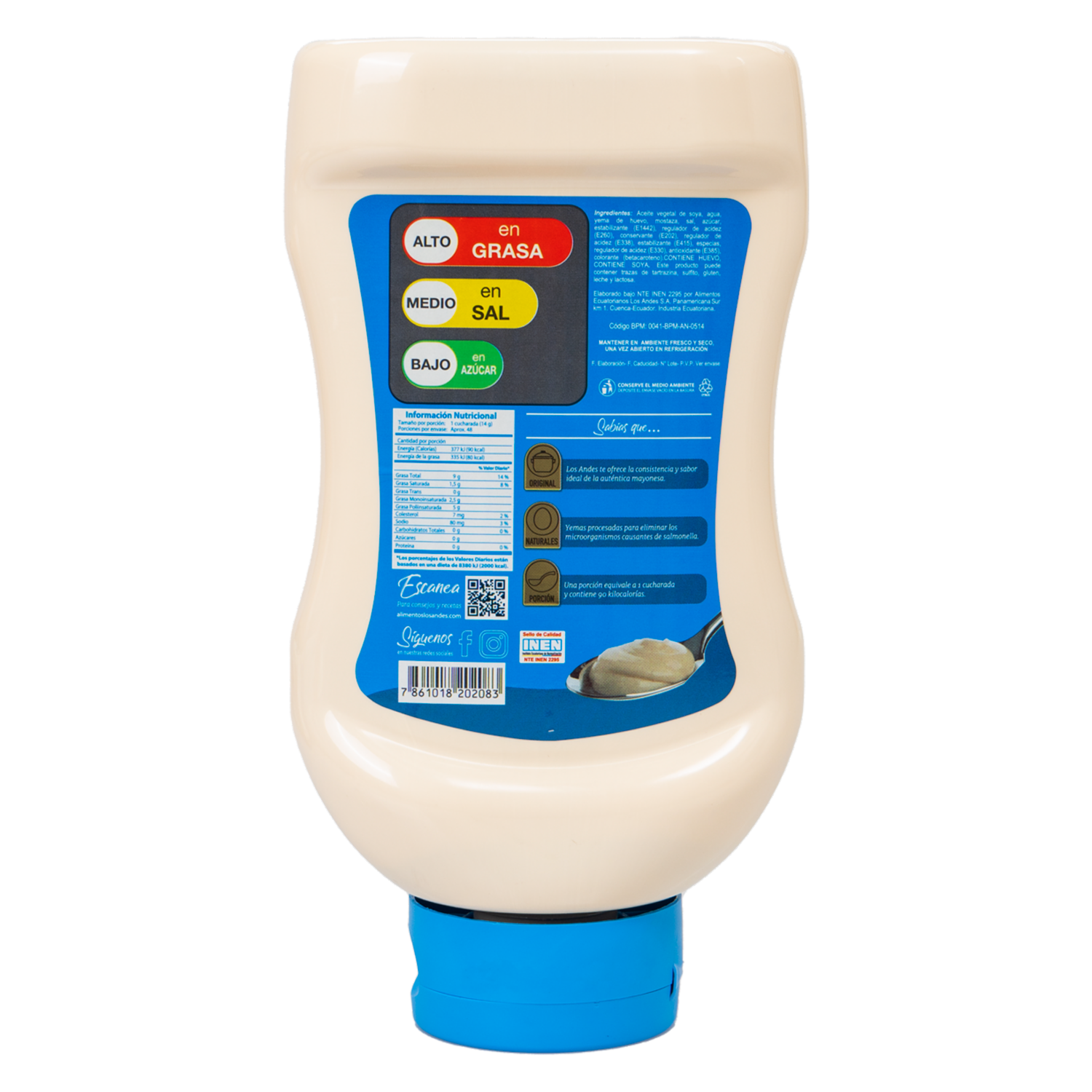 Mayonesa Natural Squeeze LOS ANDES 670 G