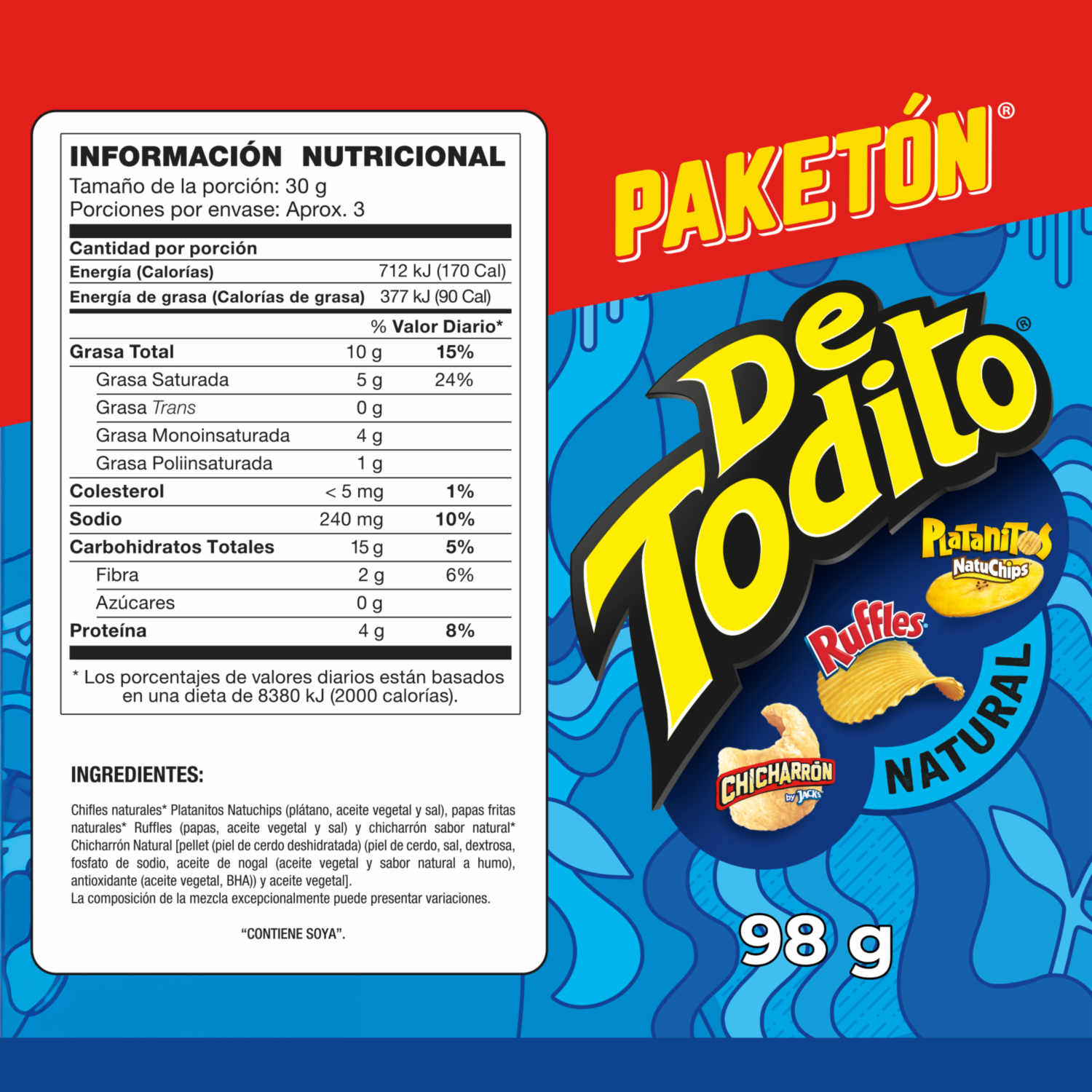 Bocaditos Mix Sabor Natural DE TODITO 98 G