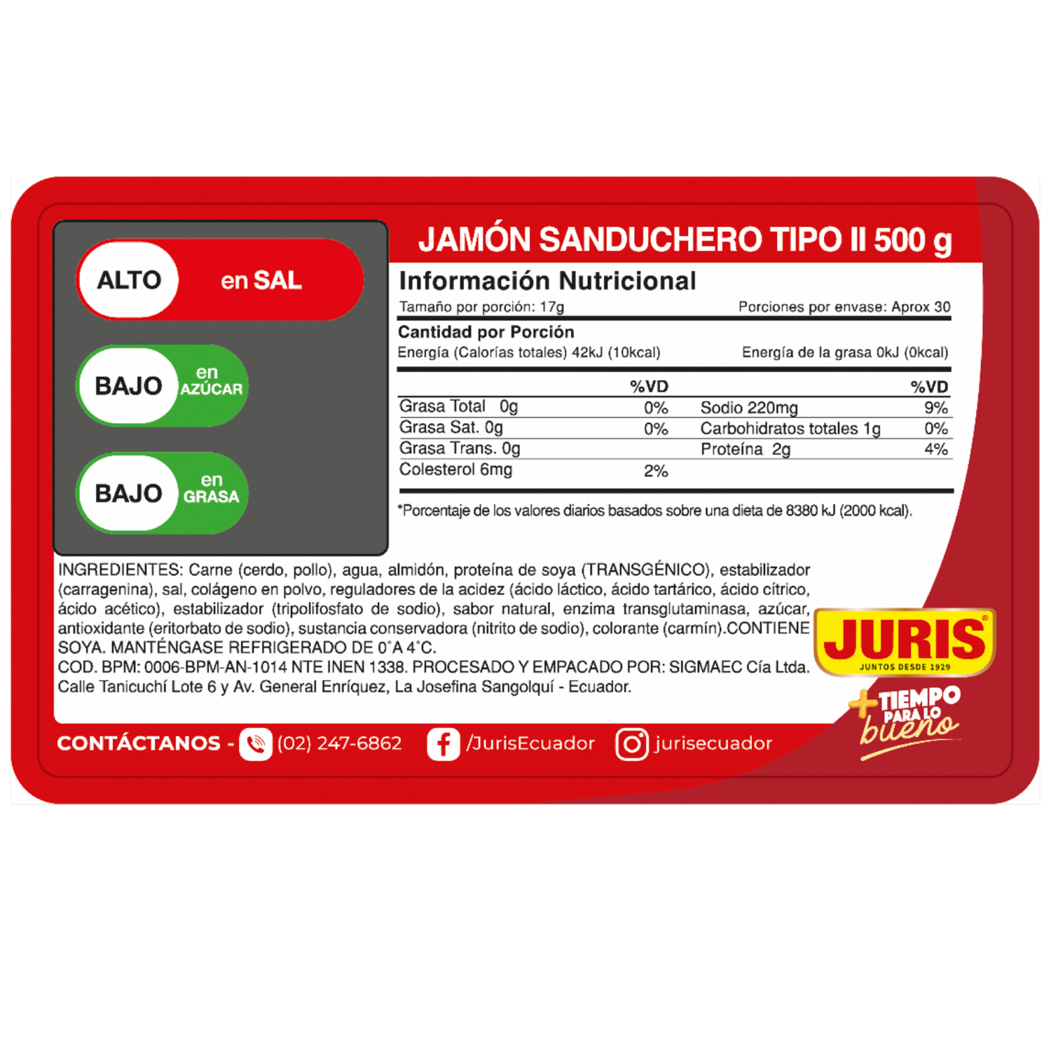 Jamón Sanduche Tipo II JURIS 500 G