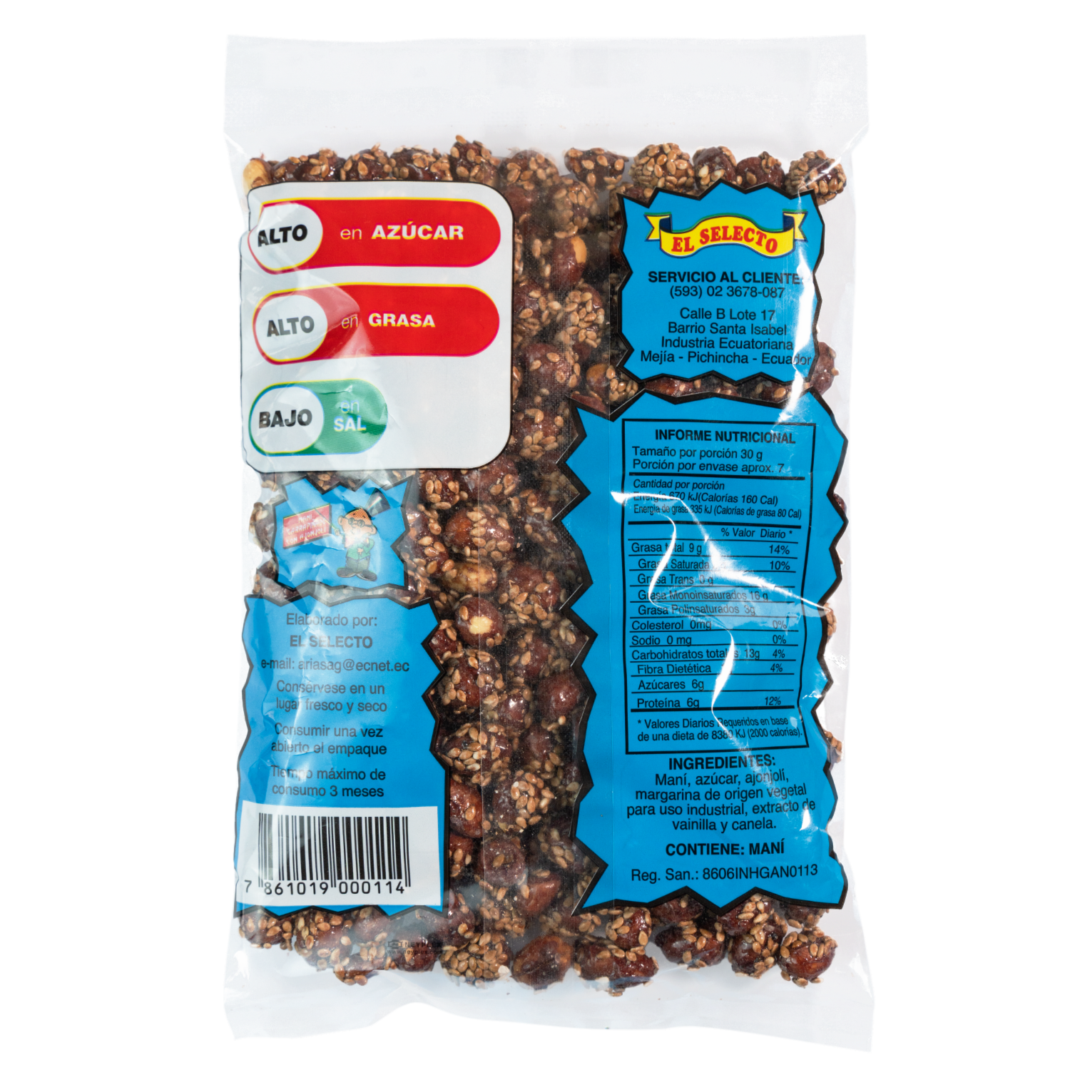 Maní Dulce Garrapiñado Con Ajonjolí Confitados Con Azúcar EL SELECTO 200 G