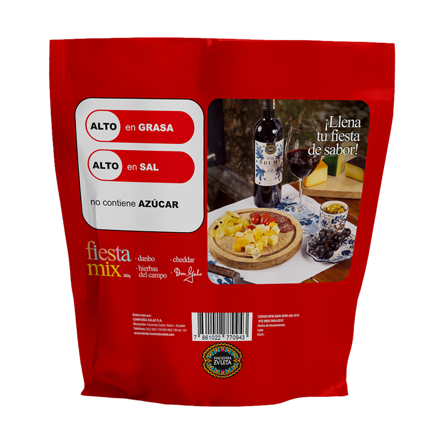 Mix De Quesos Fiesta Don Galo – Danbo – Cheddar – Hierbas Del Campo HACIENDA ZULETA 350 G