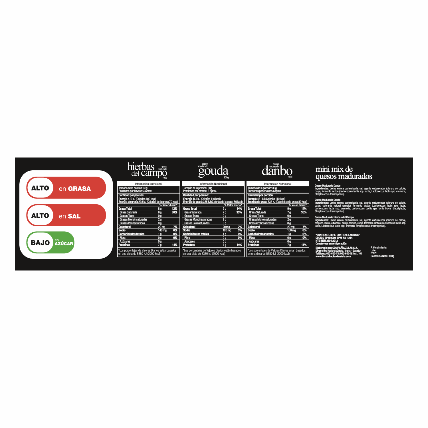 Mix De Quesos Madurados Mini Gouda – Danbo – Hierbas Del Campo HACIENDA ZULETA 300 G