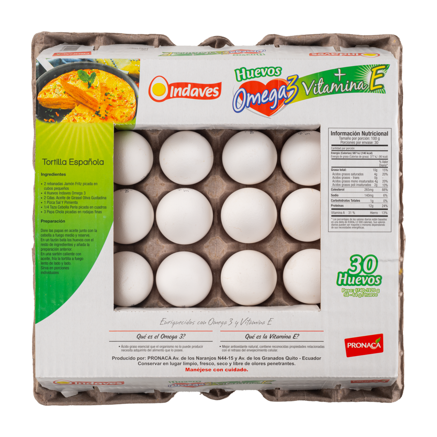 Huevos Blancos Omega 3 + Vitamina E INDAVES X 30 Uds