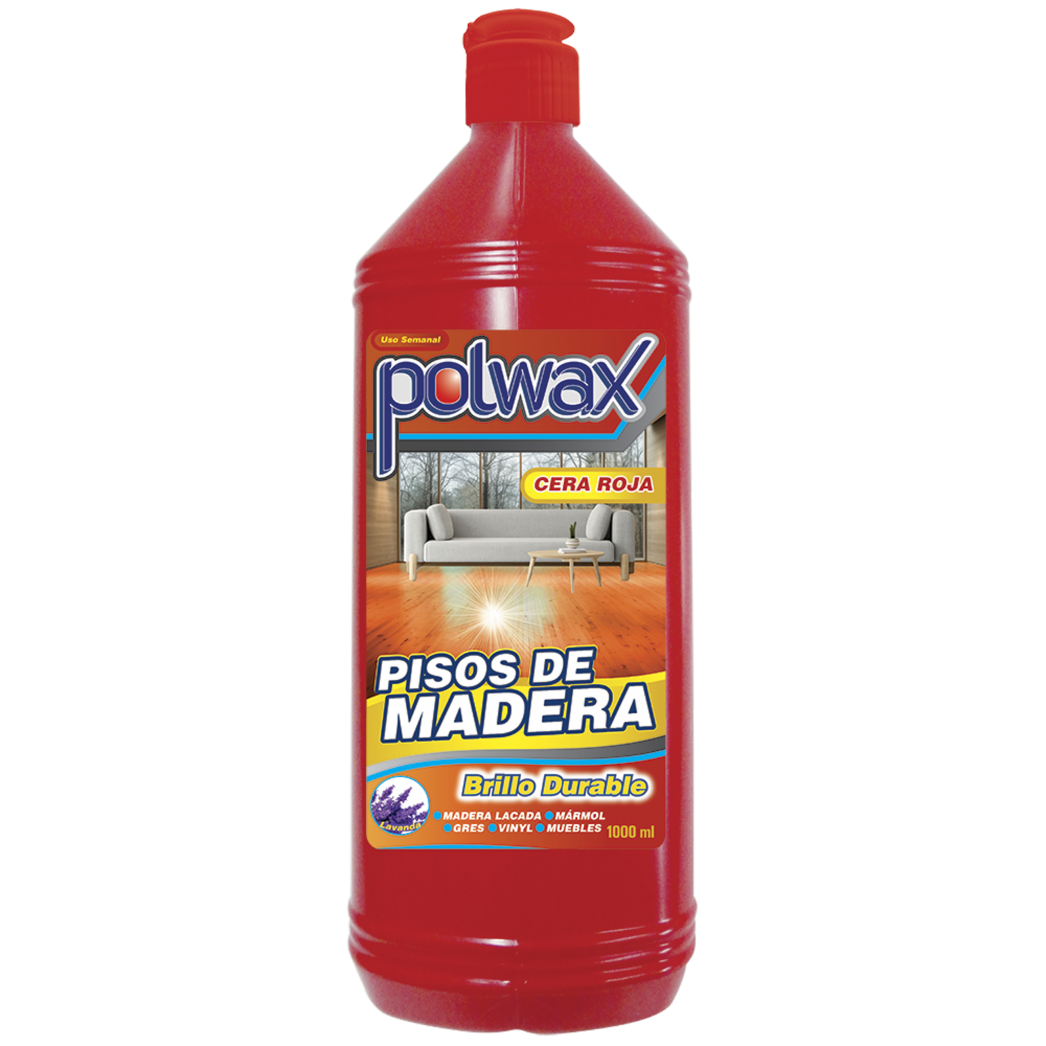Cera De Pisos De Madera Roja Aroma Lavanda POLWAX 1000 Ml