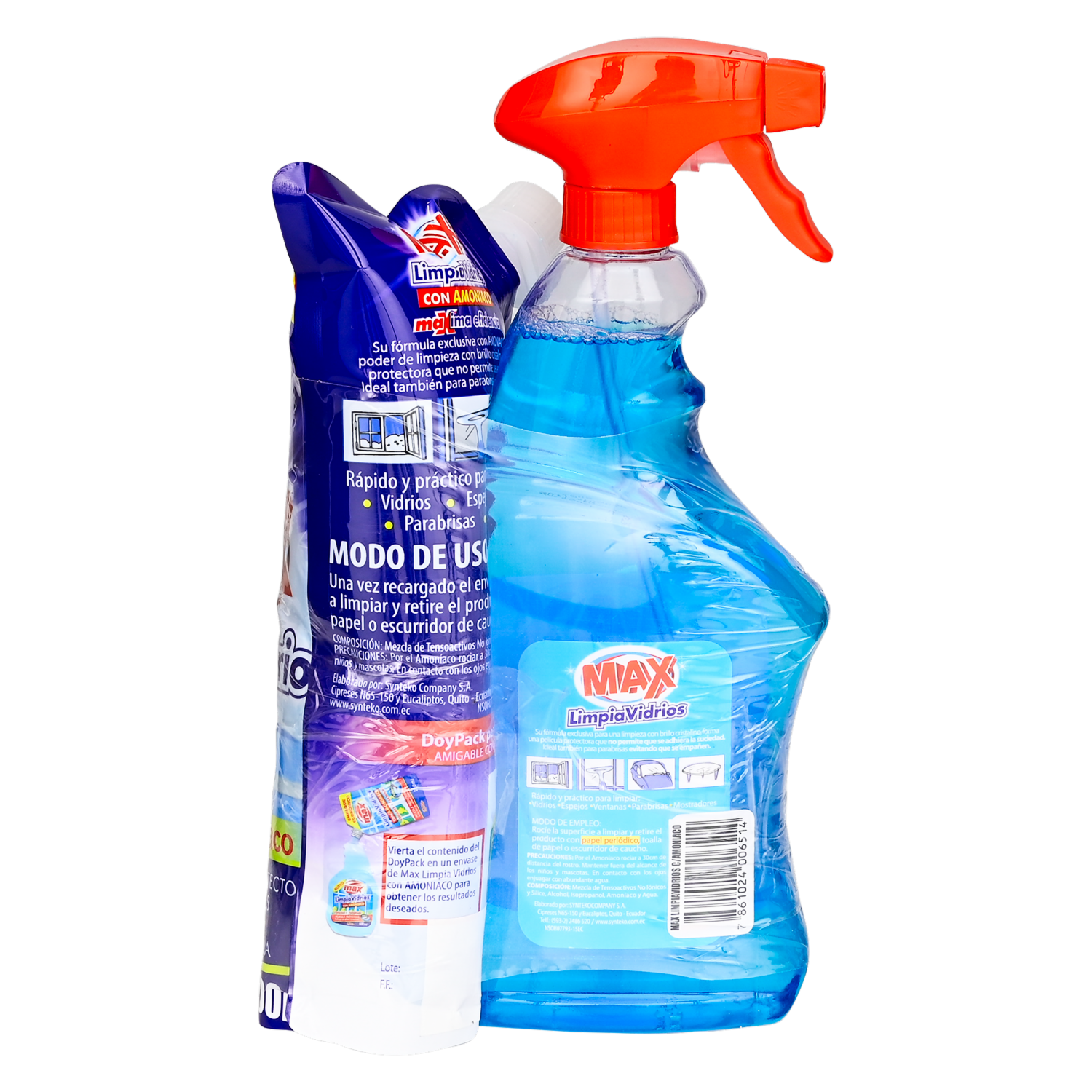 Pack Limpiavidrios Con Amoníaco Y Pulverizador Gratis MAX Doypack 600 Ml