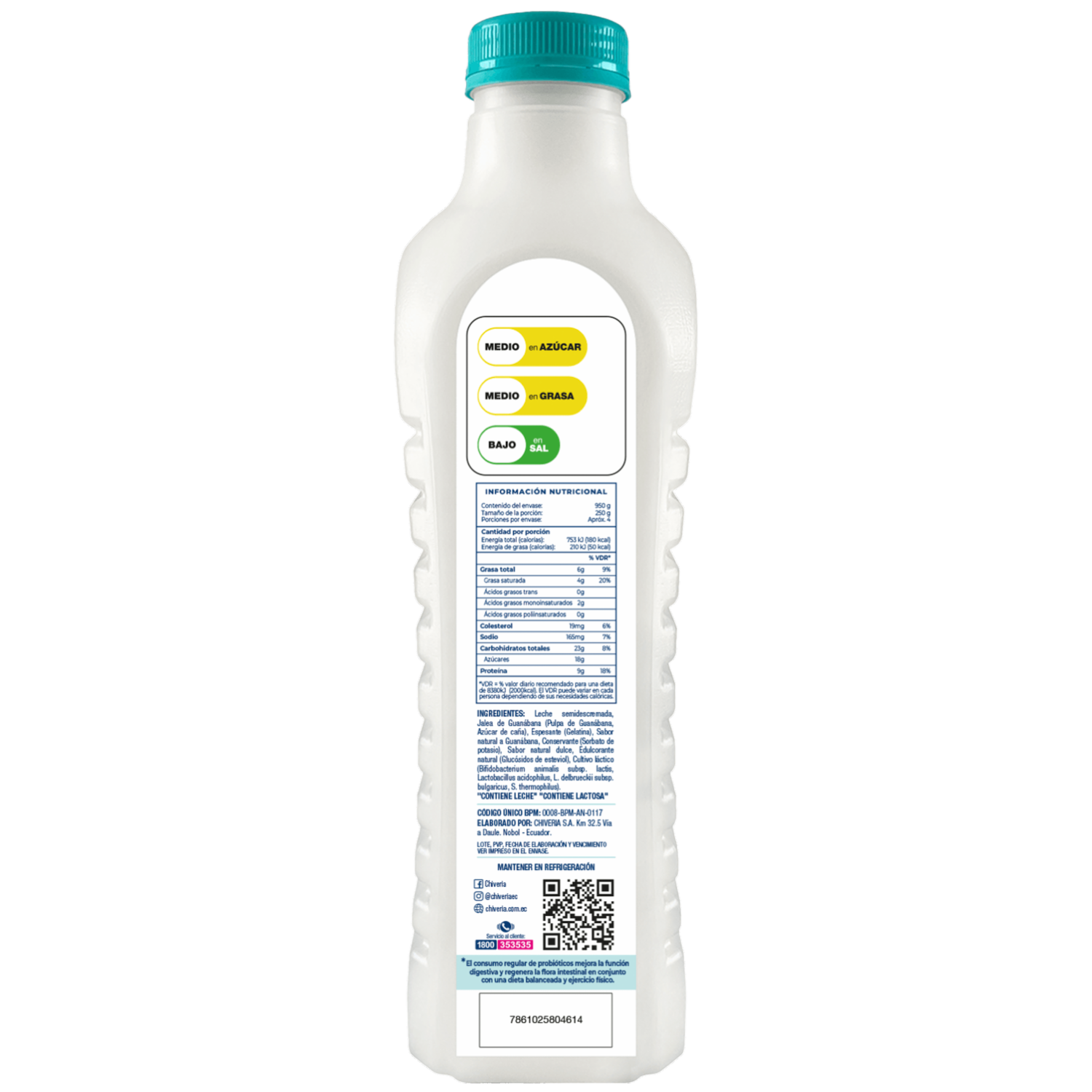 Yogur Semidescremado Con Pulpa De Guanábana CHIVERIA 950 G