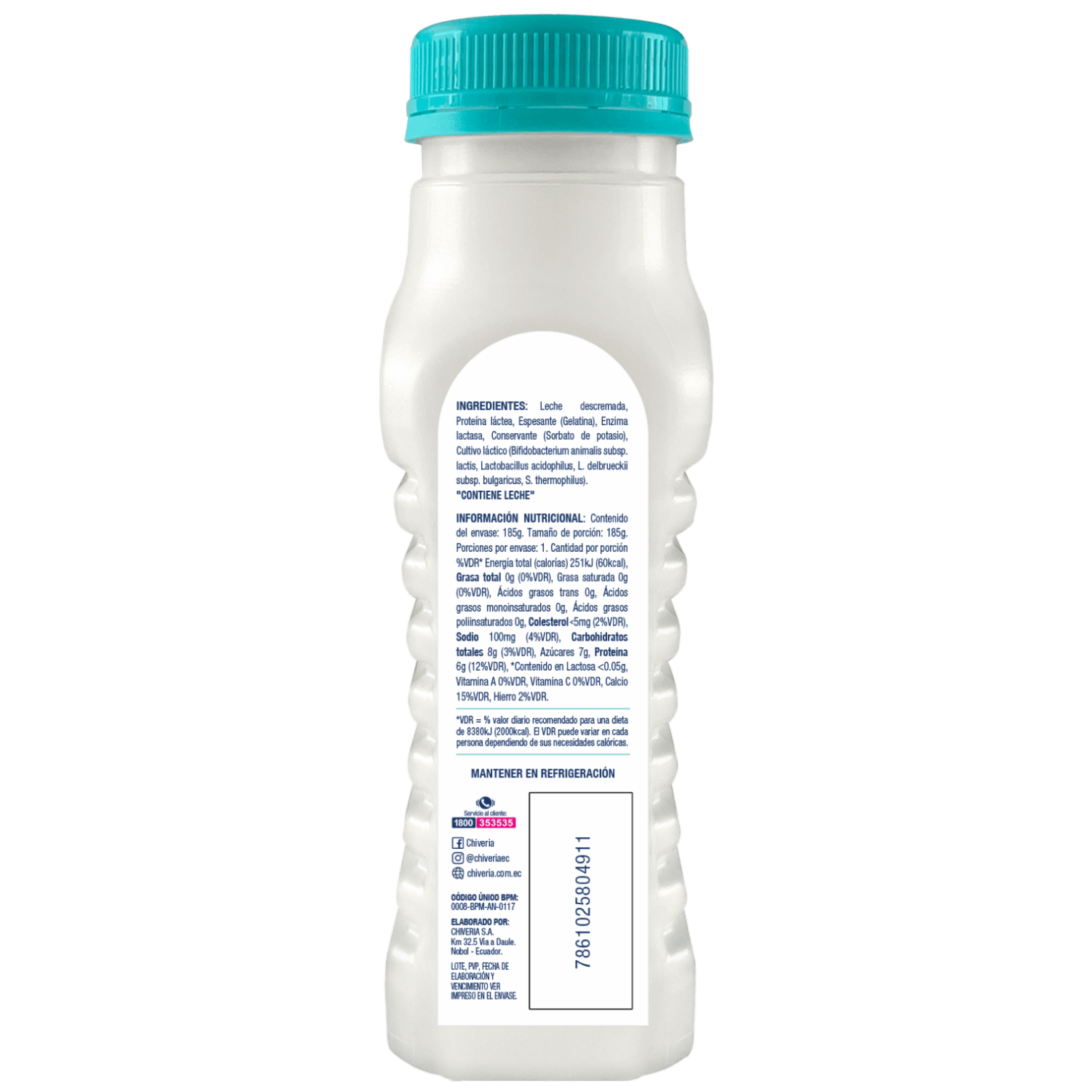 Yogur Descremado Dietético Sin Azúcar CHIVERIA 185 G