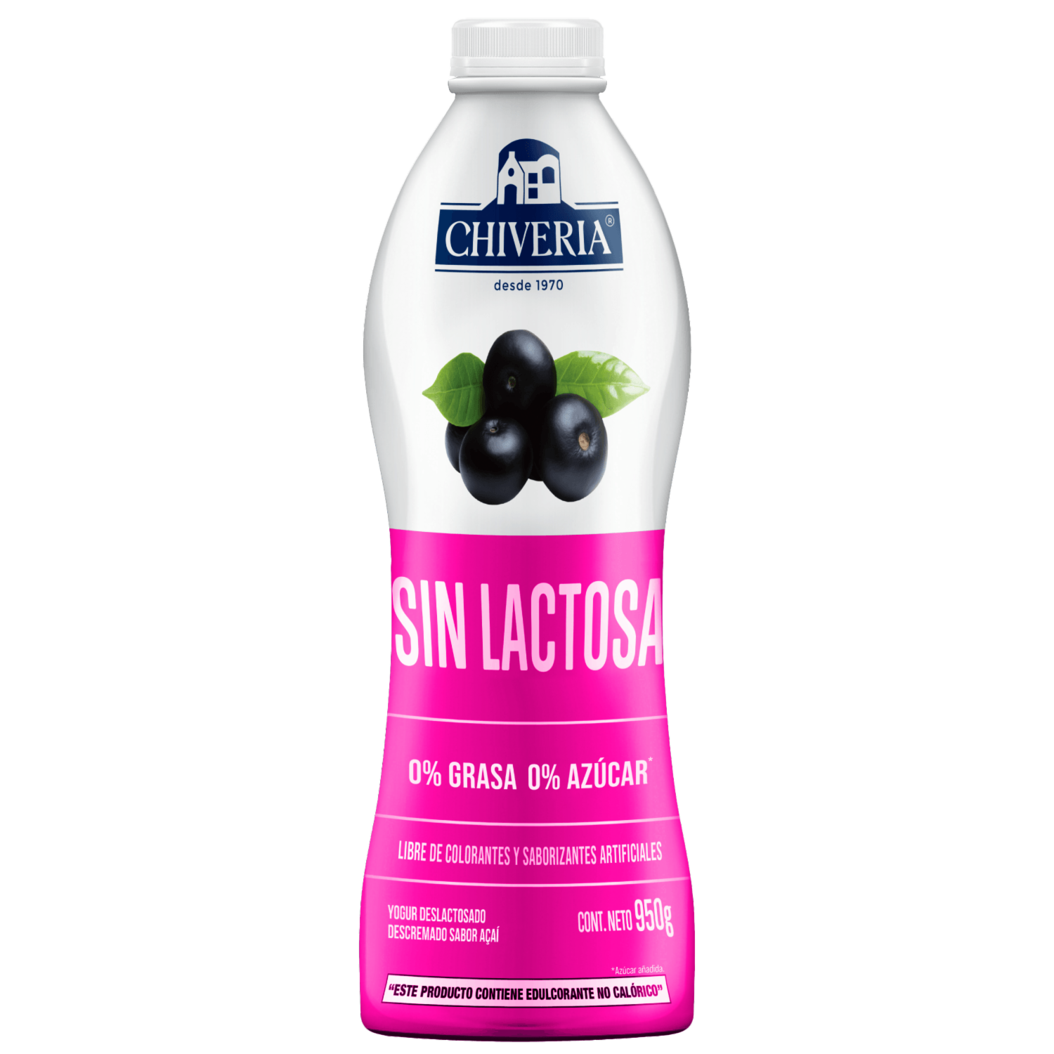 Yogur Deslactosado Descremado Sabor A Acai CHIVERIA 950 G