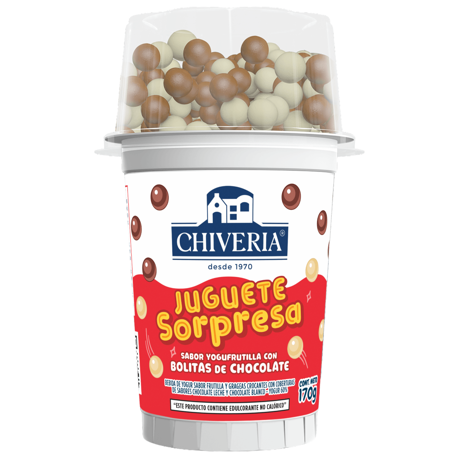Yogur Cuchareable Frutilla Y Bolitas De Chocolate Juguete Sorpresa CHIVERIA 170 G