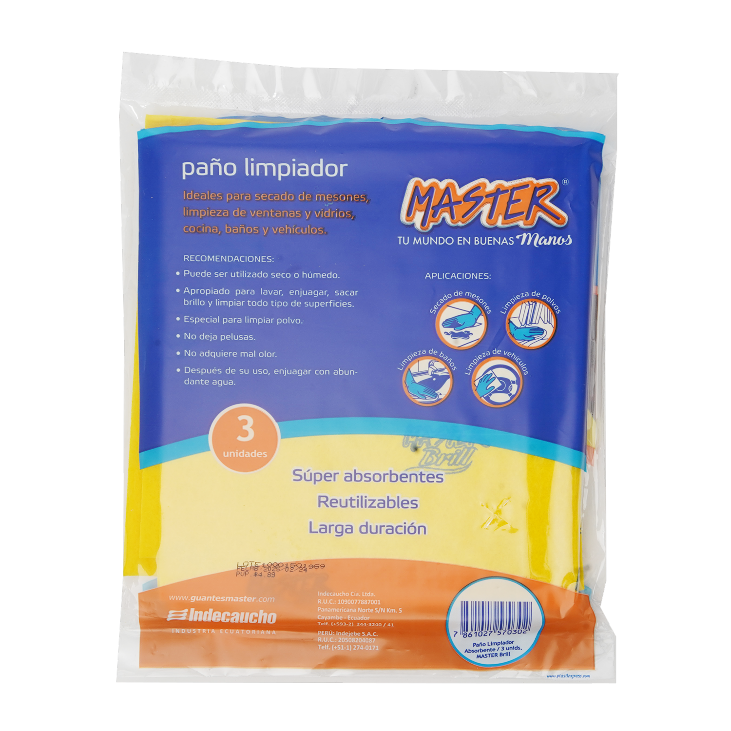 Paño Amarillo Multiusos MASTER 1 X 3 Unidades