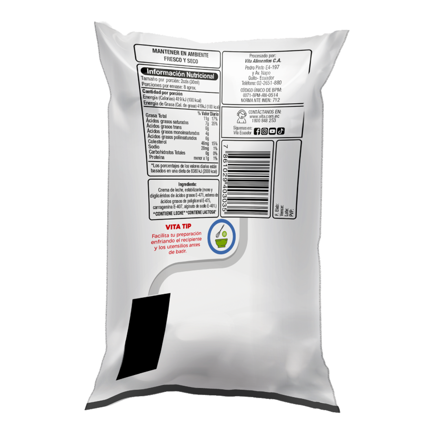 Crema De Leche Uht VITA 250 ml