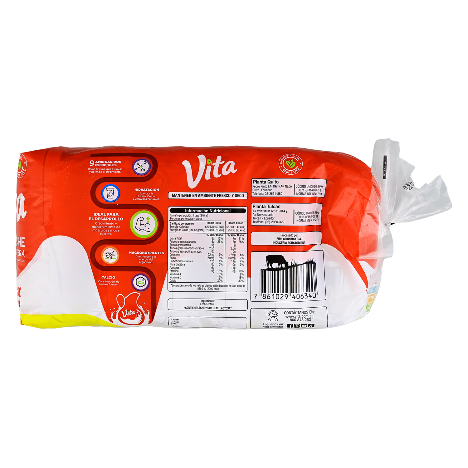 Leche Entera Larga Vida VITA 6 X 900 ml