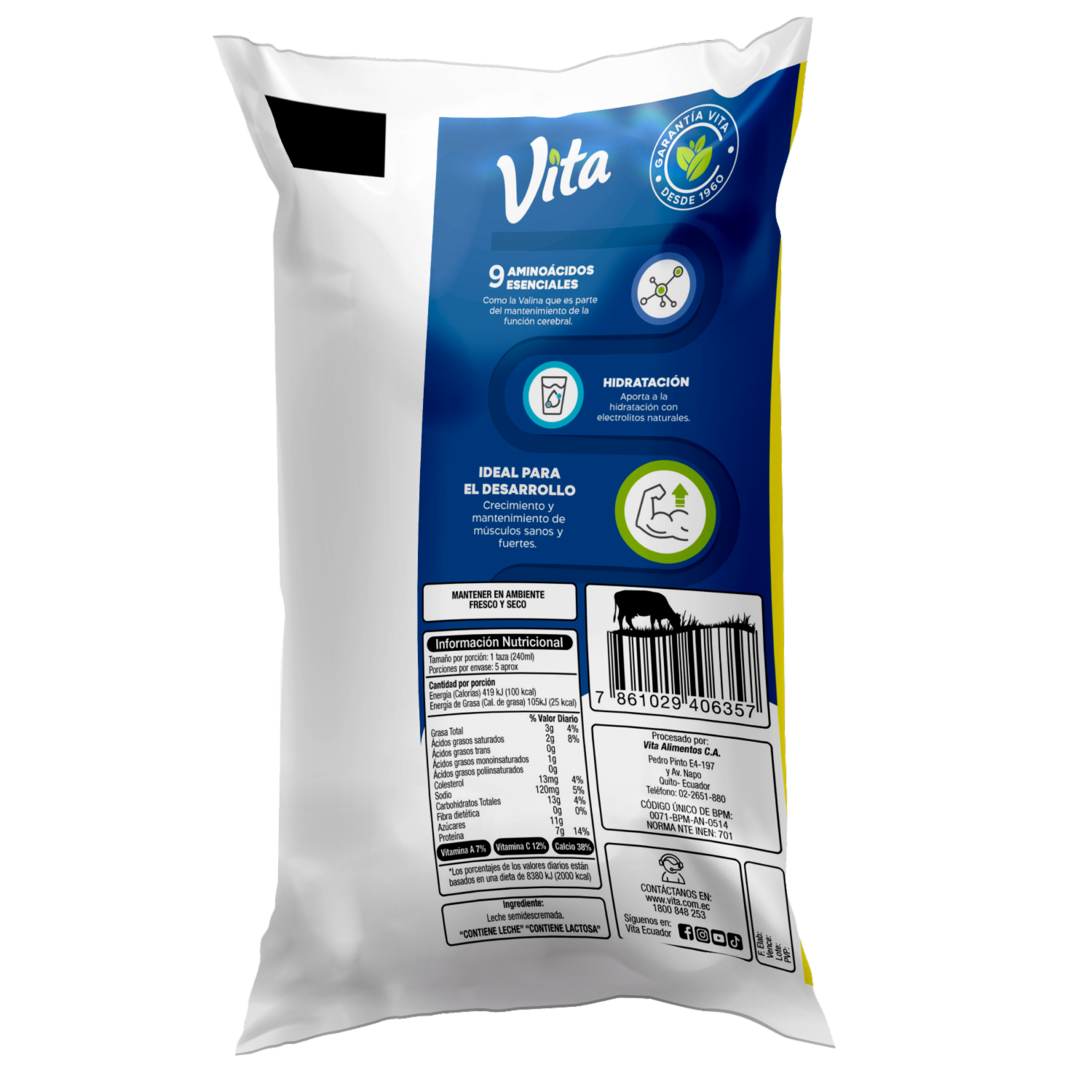 Leche Semidescremada Megalitro En Funda VITA 1100 Ml