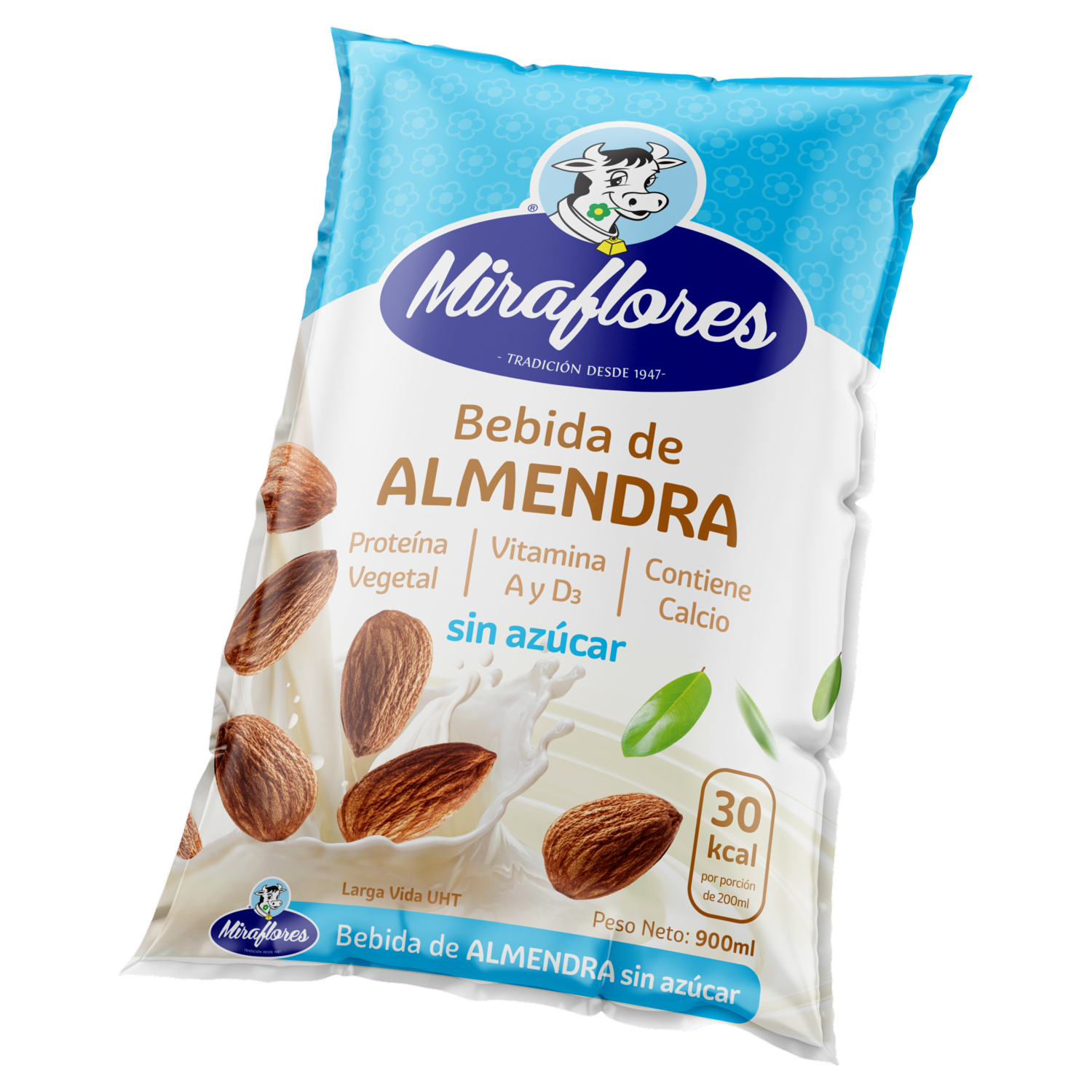 Bebida De Almendras Proteína Vegetal Sin Azúcar MIRAFLORES 900 Ml