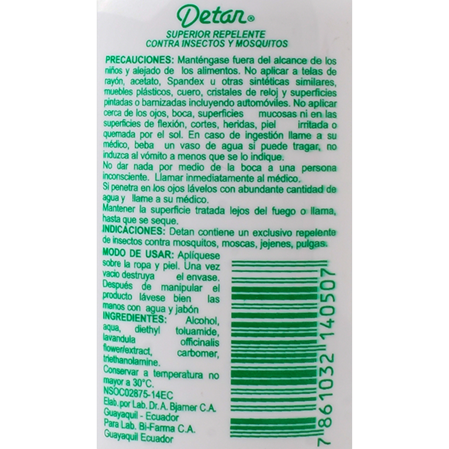 Repelente Loción Frasco DETAN 60 Ml