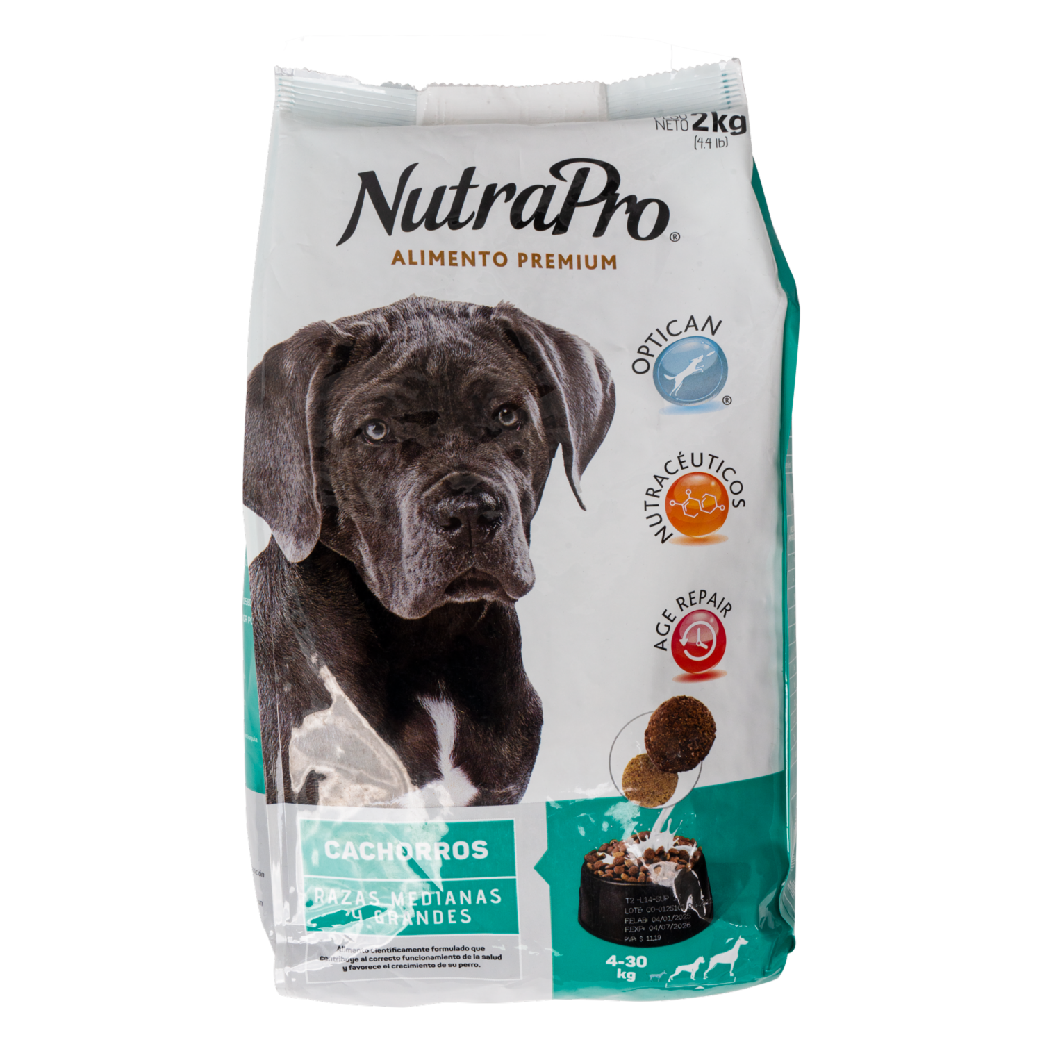 Alimento Para Perros Cachorro Raza Mediana Grande NUTRAPRO 2 Kg