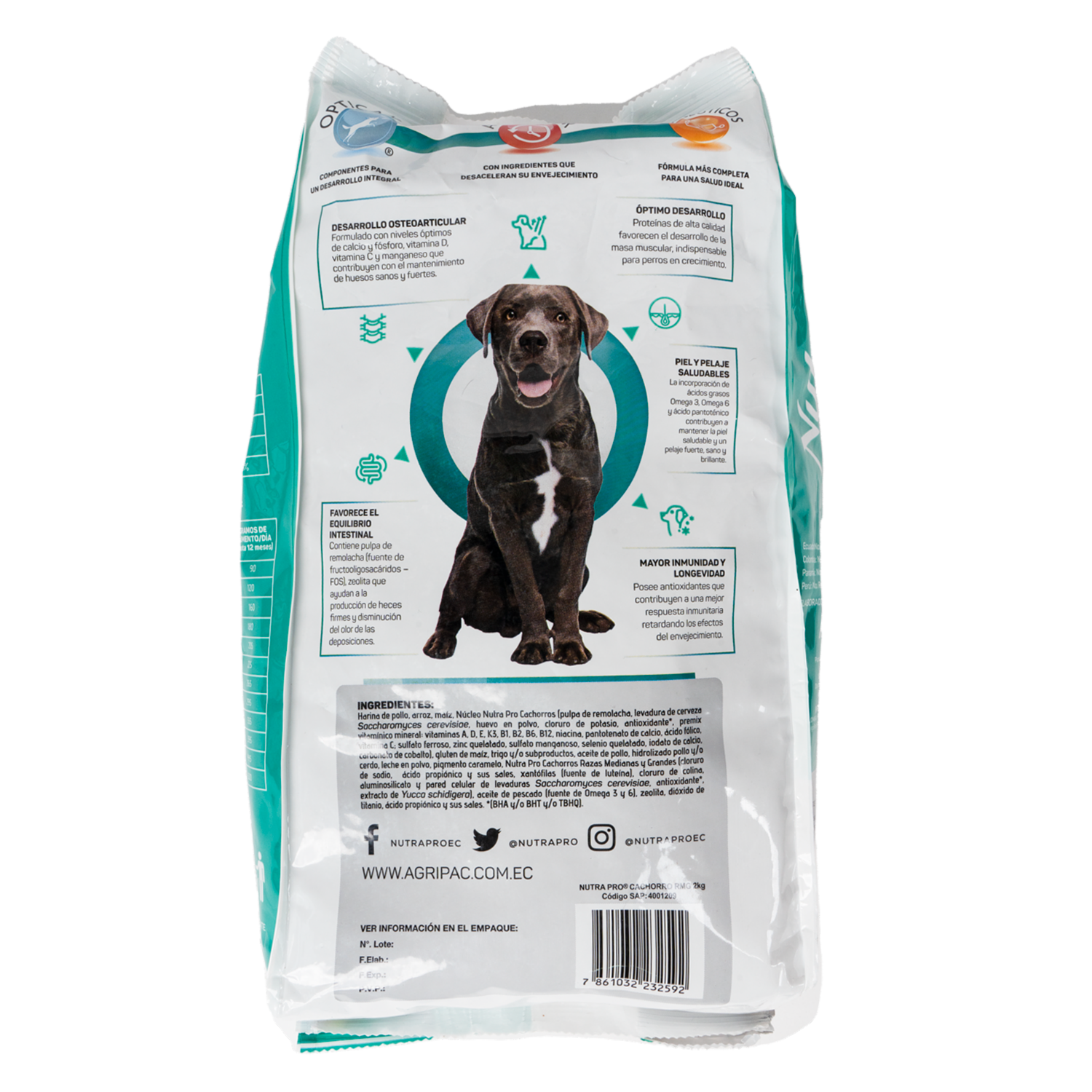 Alimento Para Perros Cachorro Raza Mediana Grande NUTRAPRO 2 Kg