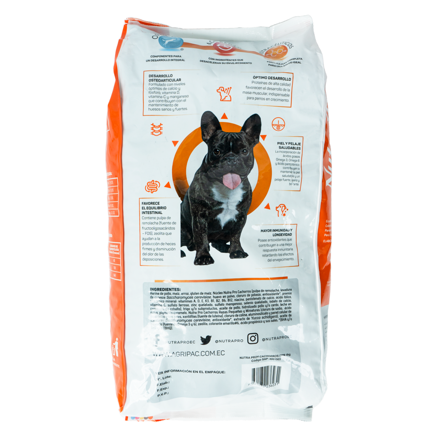 Alimento Para Perros Cachorro Raza Pequeñas Y Miniaturas NUTRAPRO 4 Kg