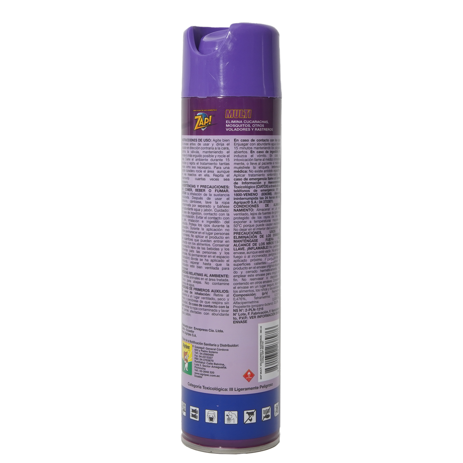 Insecticida En
 Aerosol Multiusos ZAP 360 Ml