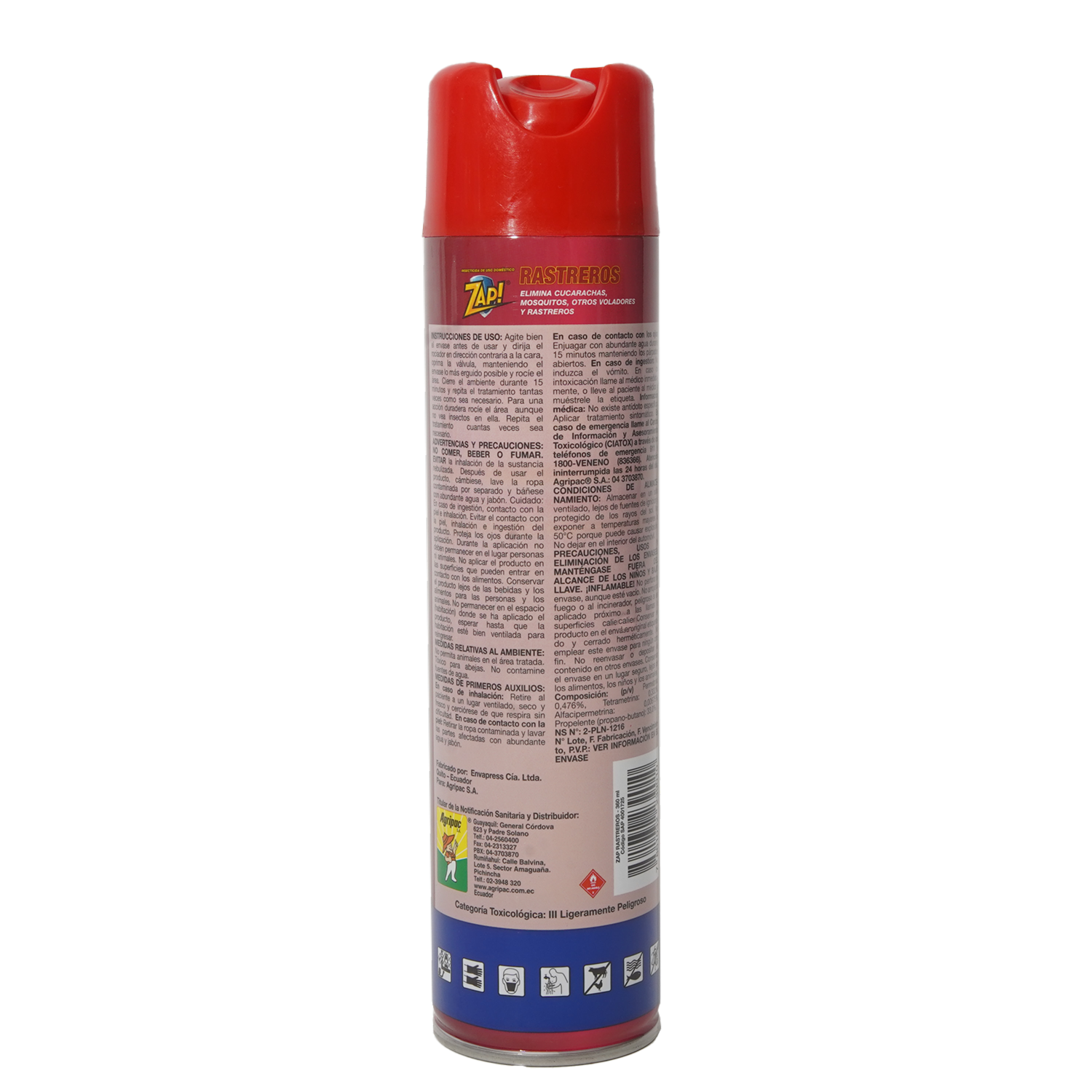 Insecticida En Aerosol Mata Rastreros ZAP 360 Ml