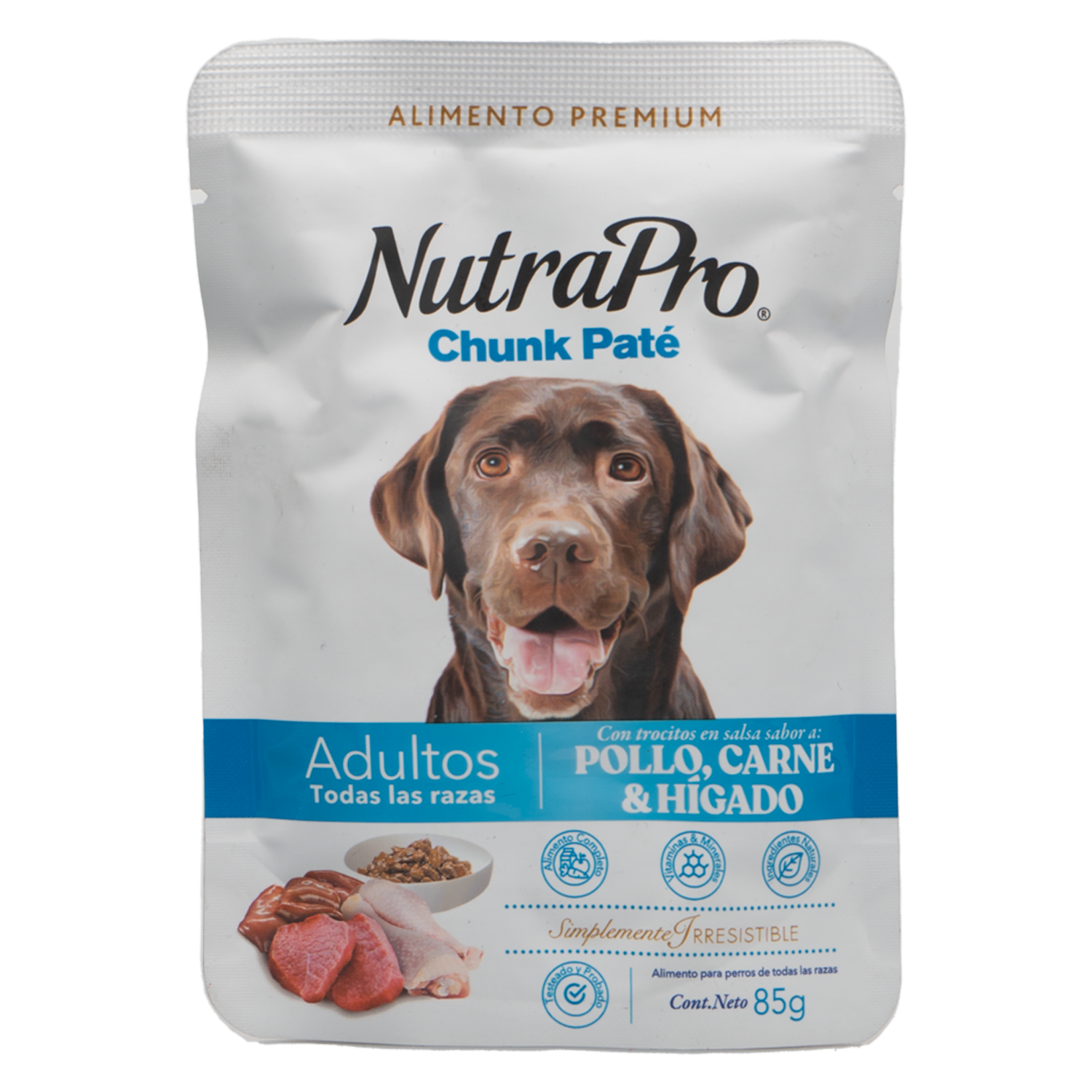 Alimento Húmedo Para Perros Sabor Pate Pollo Carne Hígado NUTRAPRO 85 G