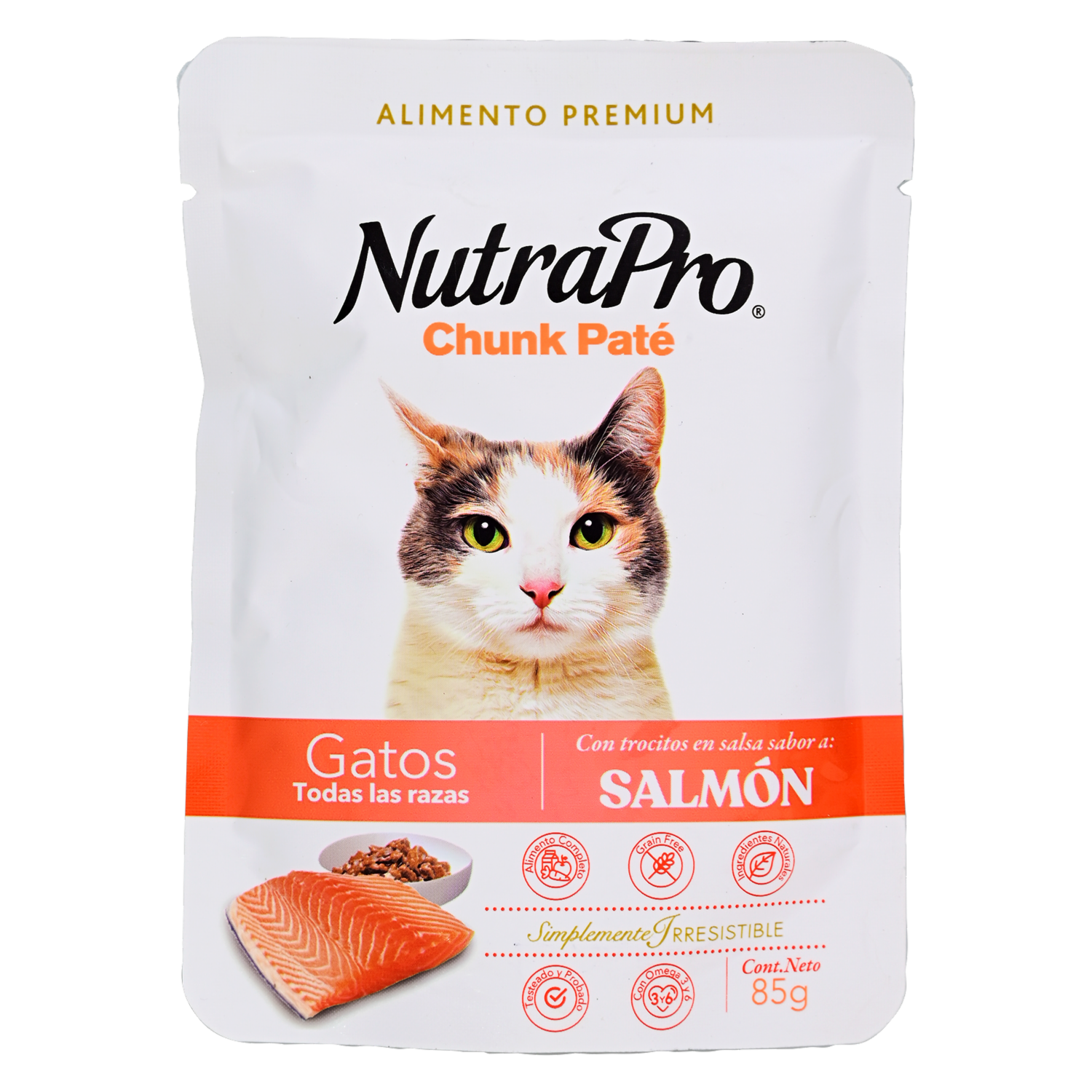 Alimento Húmedo Para Gatos Sabor A Salmón Pouch NUTRAPRO 85 G