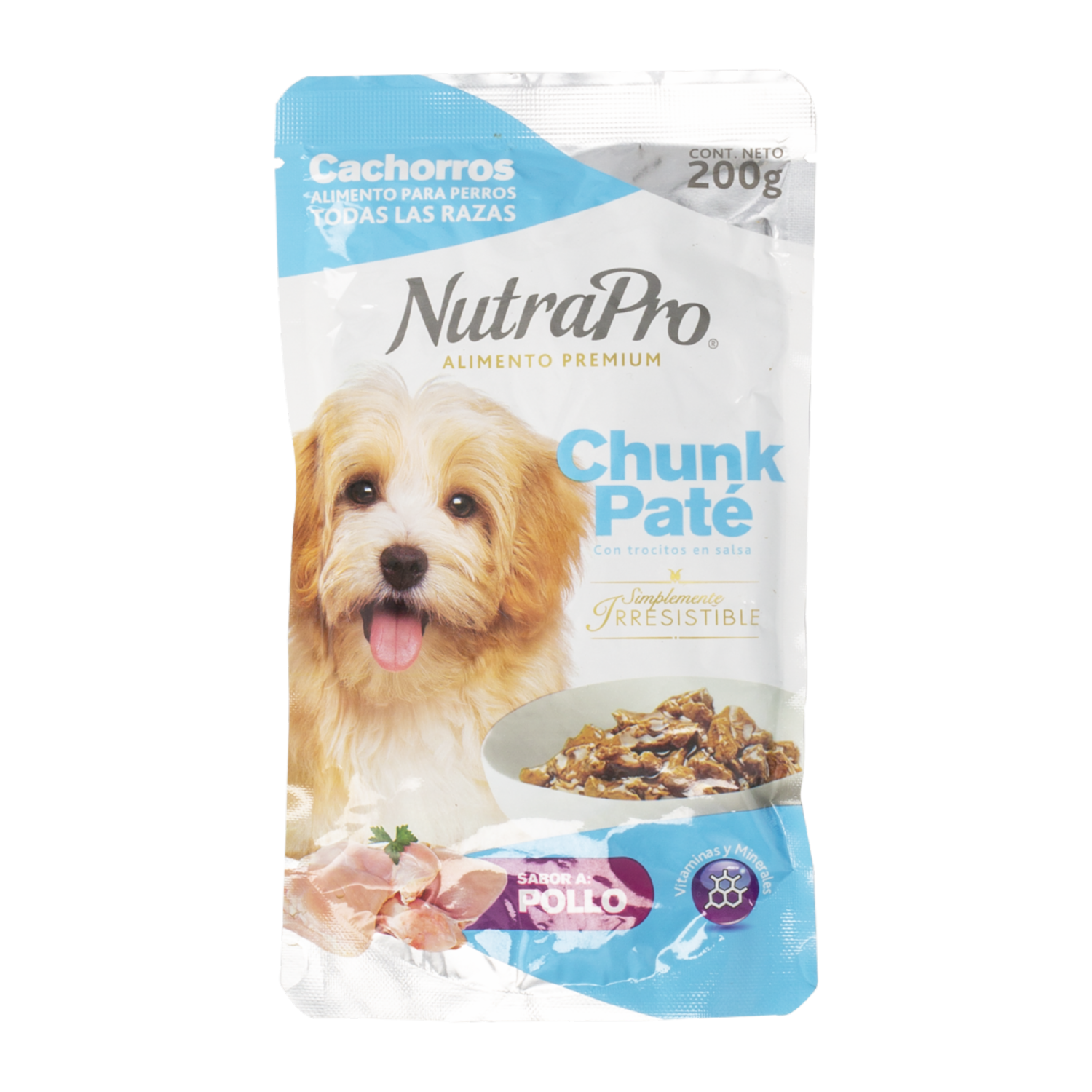 Alimento Húmedo Para Perros Cachorros Chunk Pate Sabor A Pollo NUTRAPRO 200 G