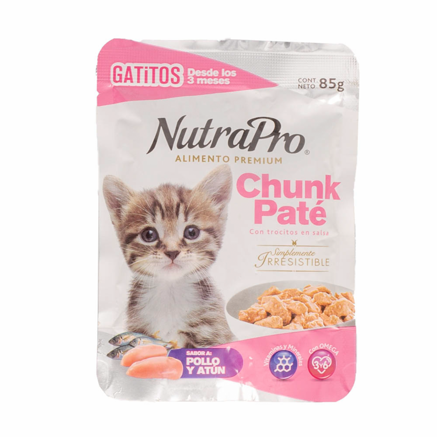 Alimento Húmedo Para Gatos Cachorros Sabor Pollo Atún NUTRAPRO 85 G