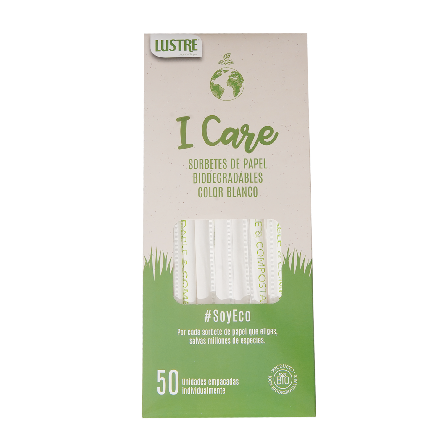 Sorbetes 100 %Celulosa LUSTRE 50 Unidades