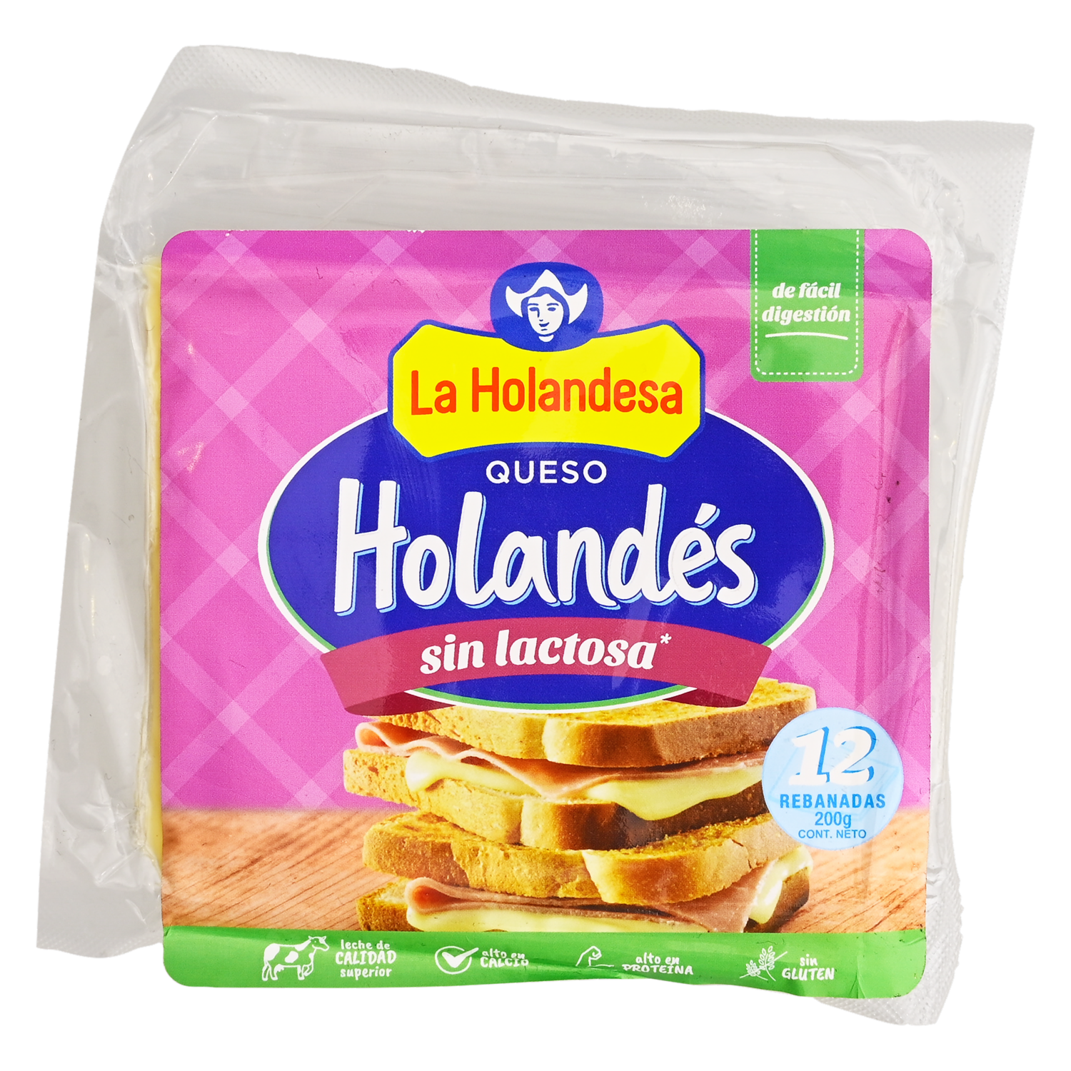 Queso Holandés Deslactosado Rebanado LA HOLANDESA 200 G