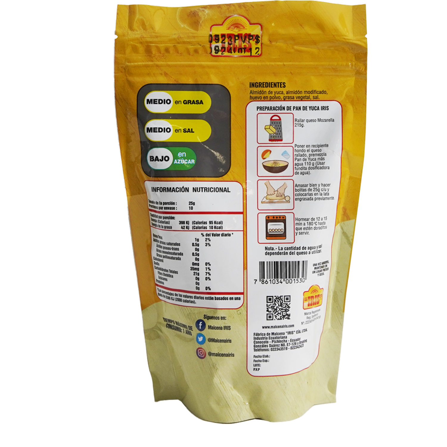 Pan De Yuca Premezcla Sin Gluten IRIS 250  G