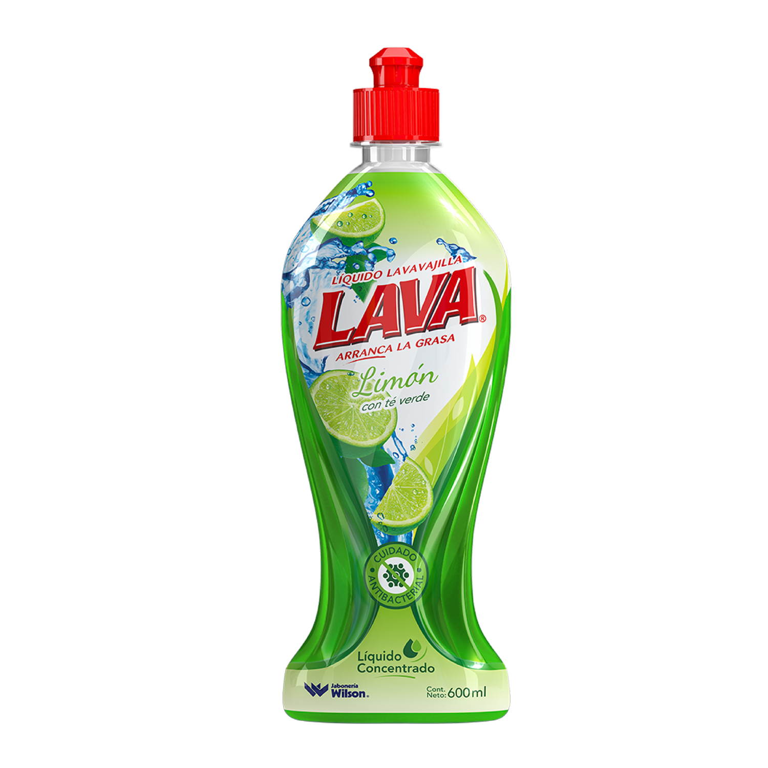 Lavavajilla Líquido Limón Con Té Verde LAVA 600 Ml